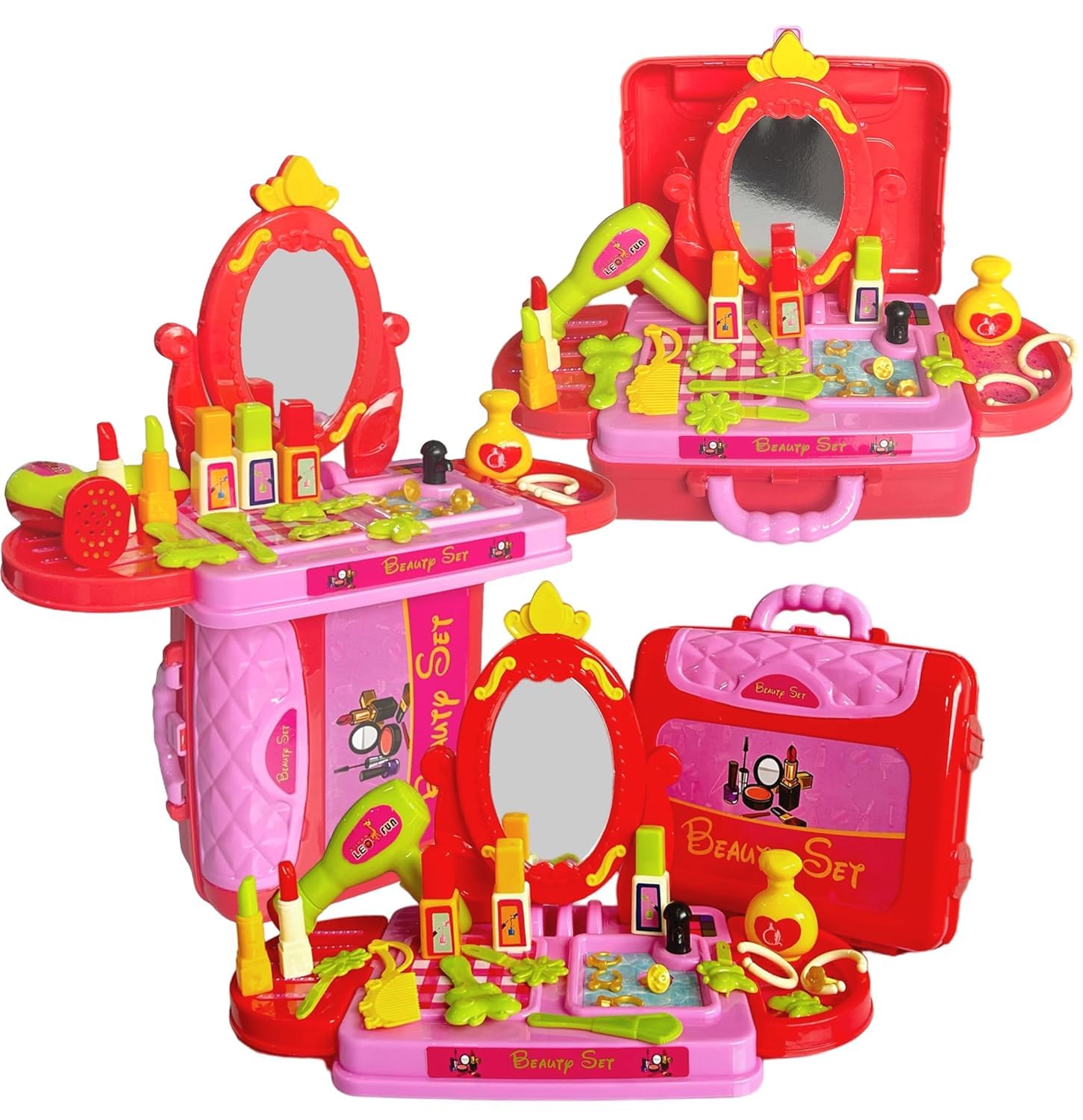 Mkv store 3 in 1 Cosmetic and Beauty Salon Toy Set with Handy Gift Set 21 Pieces (Multicolour)