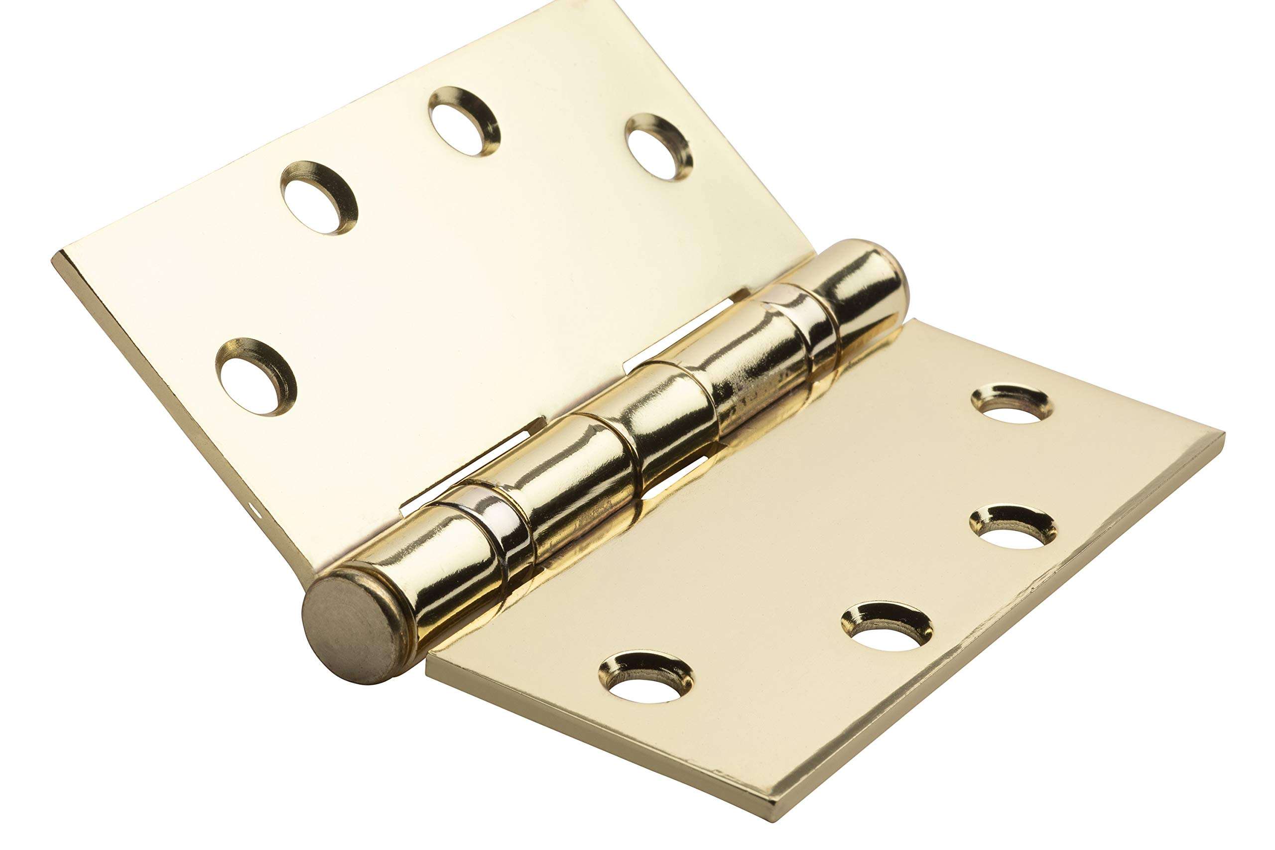 Global Door Controls CP4545BBNRPUS3-3 4.5 in. x 4.5 in. Bright Brass Ball Bearing Non-Removable Pin Steel Hinge - Set of 3