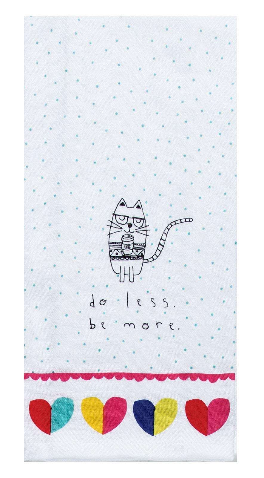 Kay Dee Designs F7040 Petitudes Cat Do Less Be More with Hearts Kitchen Tea Towel 2