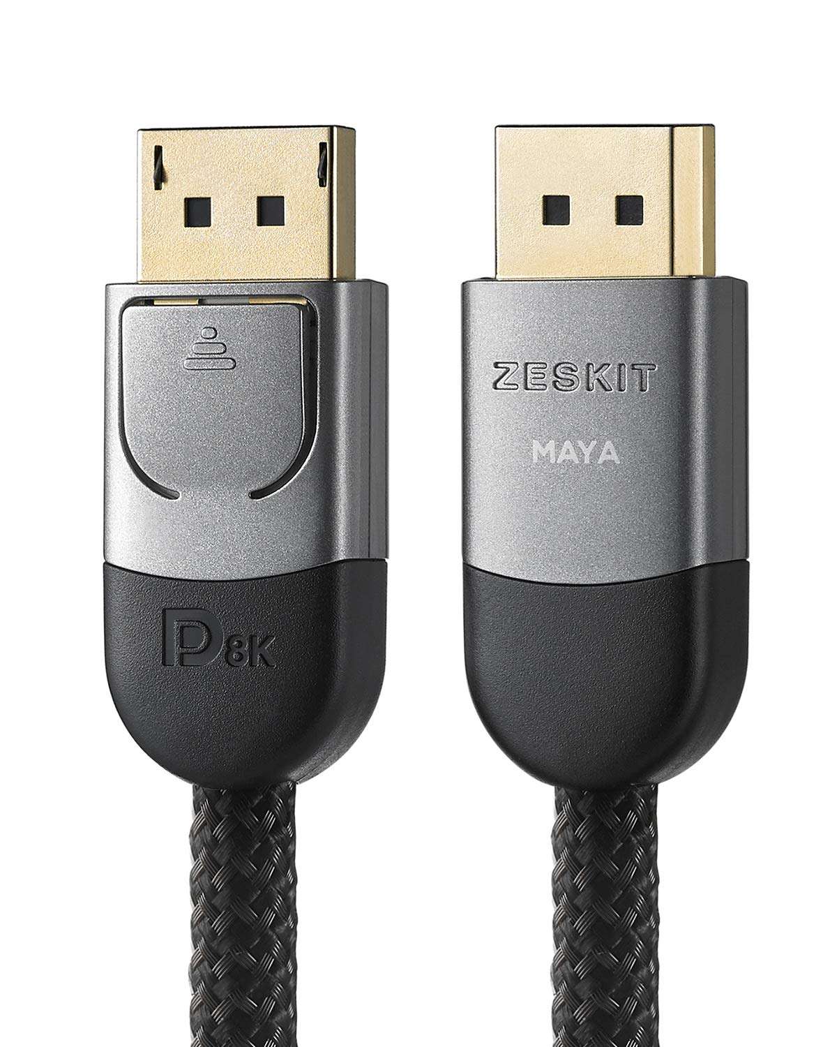 Zeskit Maya Certified DP 1.4 Cable, 4K 120Hz 8K 60Hz 1440p 144Hz 240Hz HDR 32.4Gpbs HBR3 (10ft, Braided Jacket) 1
