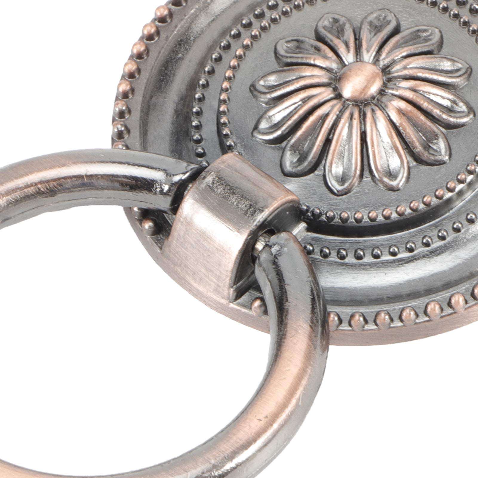 European Style Zinc Alloy 4Pcs Door Handle Cabinet Handles Door Handle Ring for Home or Office Door(Red Ancient-Large) 6