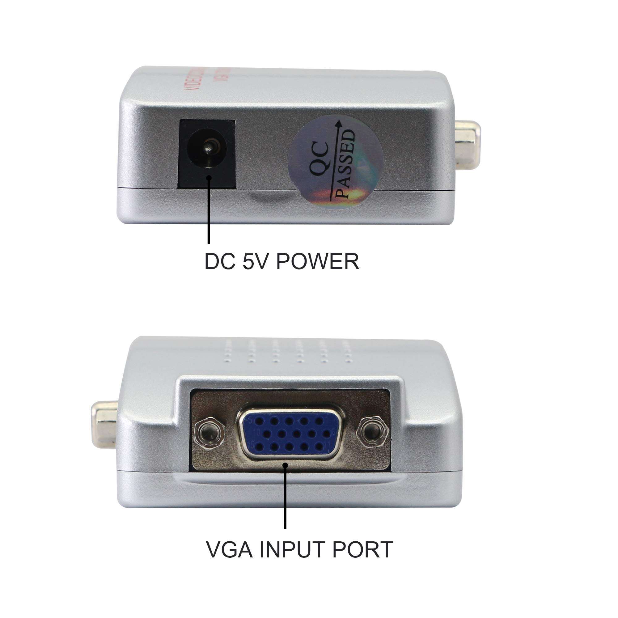 GINTOOYUN VGA to RCA Adapter,Composite VGA to Video,S-Video Converter,for HDTV, Monitors, Laptop, Desktop, PC. 5