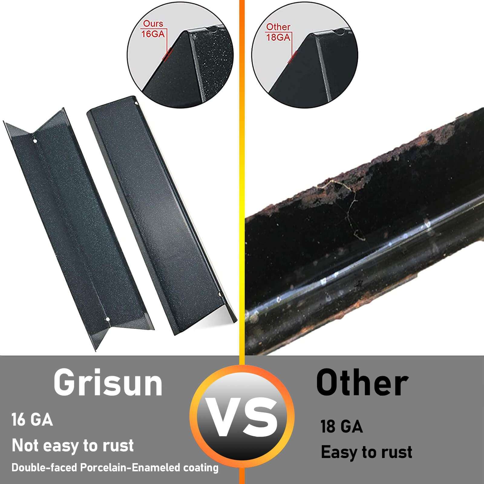 Grisun 7536 Flavorizer Bars for Weber Spirit 300, E310, E320, Genesis Silver B C, Genesis Gold B C Gas Grill (with Side Control Knobs) 22.5 Inches, 16GA Porcelain Enameled Flavor Bar 7537, 65903 5