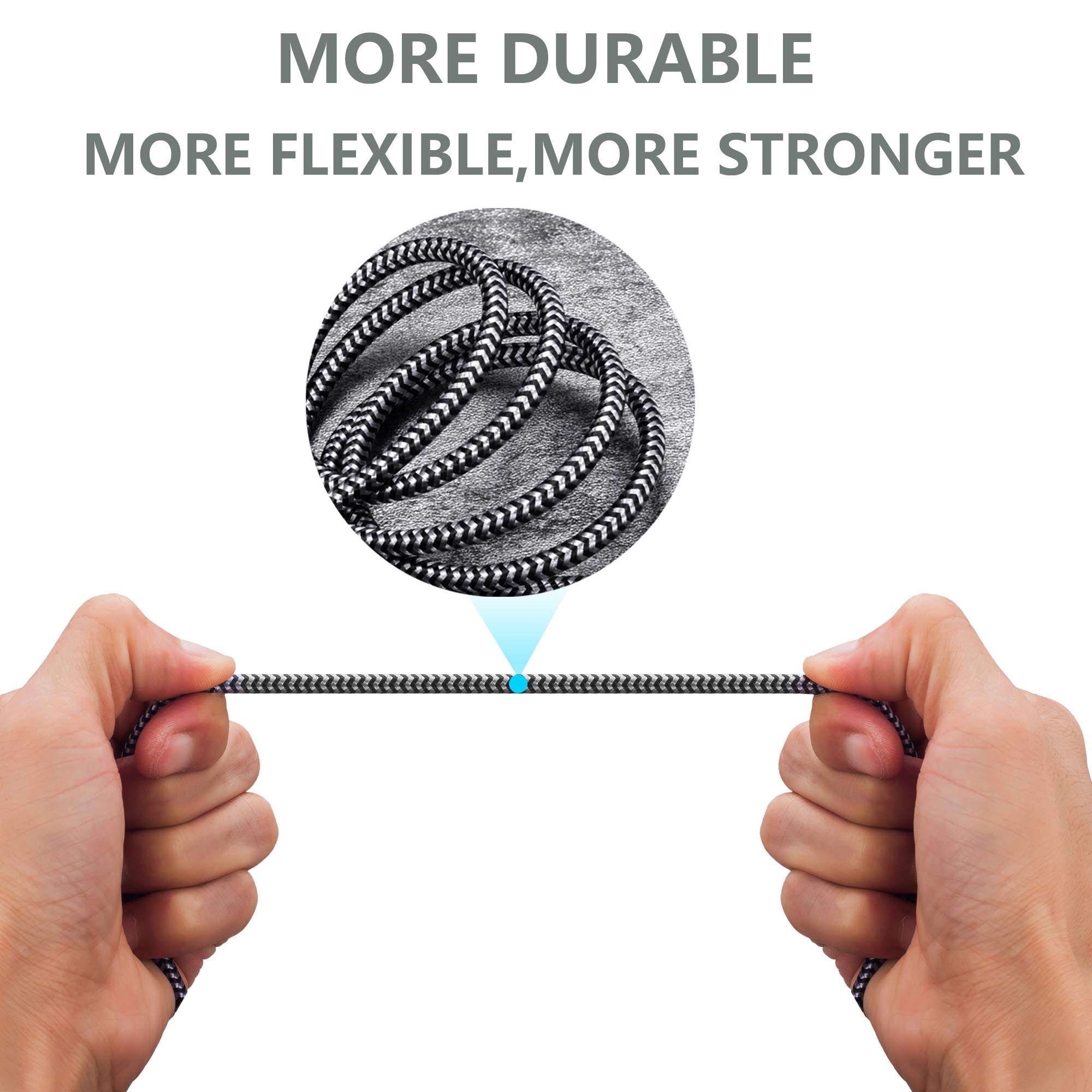 Morelecs AUX Cord 3.5mm Auxiliary Audio Cable AUX Cable 50ft Nylon Braided Male to Male 3.5mm Audio Cable Compatible for Headphones, iPods, iPhones, iPads, Home/Car Stereos and More 4