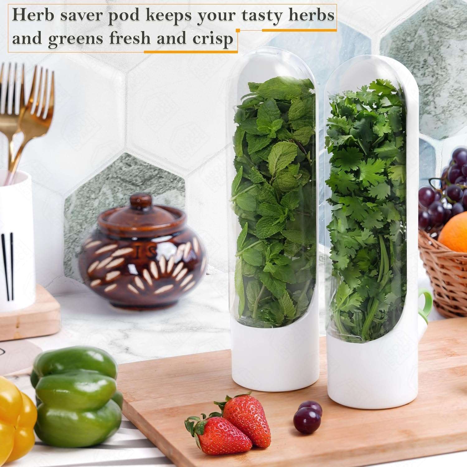 SWASTIKAM CREATION Herb Saver Pod for Fridge | Herb Storage Containers to Keep Greens Fresh Longer | Ideal for Coriander, Mint, Parsley, Cilantro & More (PACK OF 1) 6