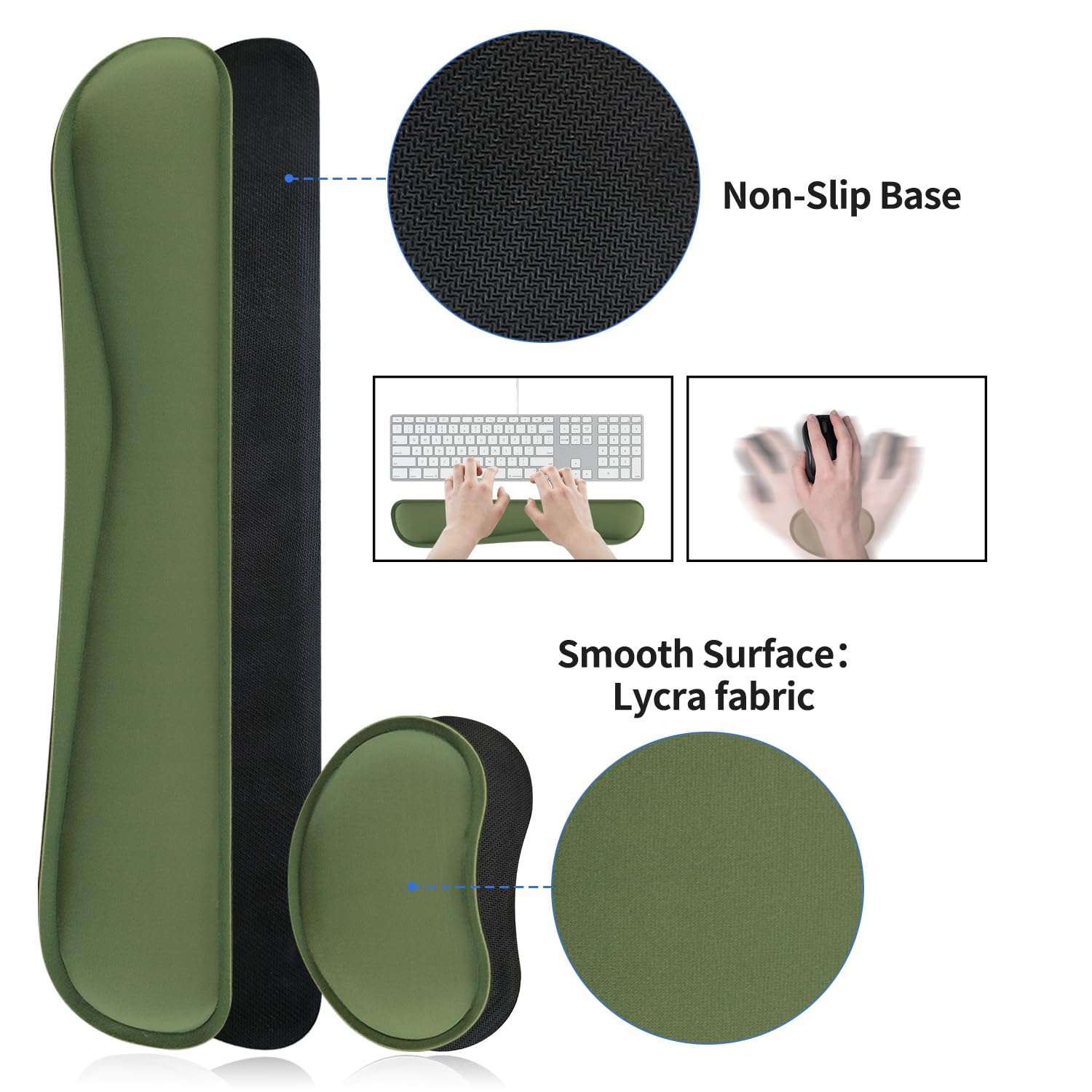 Bloss Keyboard and Mouse Wrist Rest + Leather Desk Mat, Desk Mat for Keyboard and Mouse, Desk Accessories for Women(35.4 x 15.7 Inch,Olive Green) 5