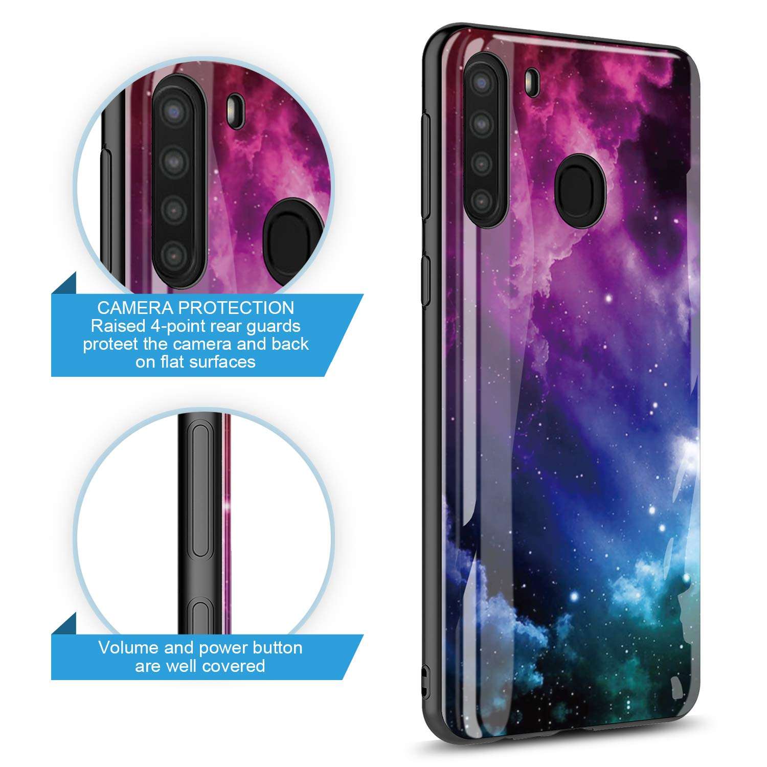 GORGCASE Phone CASE for Samsung Galaxy A21 (NOT FIT A21S), Slim Graphic Design Anti-Scratch Shook-Proof Hybrid Rubber PC TPU Bumper Armor Cute Teen Boy Man Girls Women Drop Protective Cover Milky Way 3