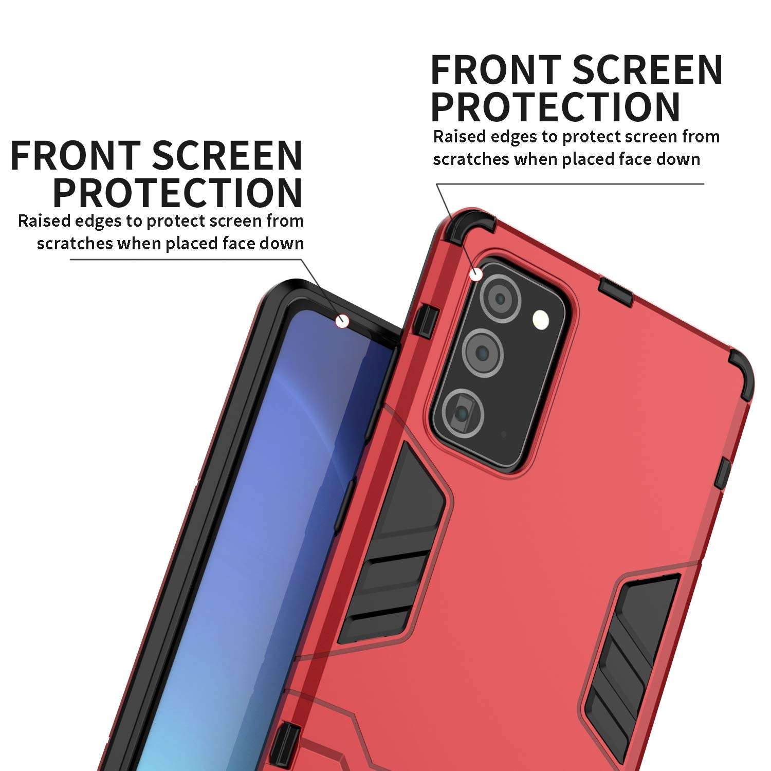 BIBERCAS Kickstand Case for Samsung Galaxy Note 20 5G,Anti-Scratch Shockproof Protective Samsung Note 20 Case,Military Grade Full Body Protection Armor Heavy Duty Case for Galaxy Note 20 2020-Red 5