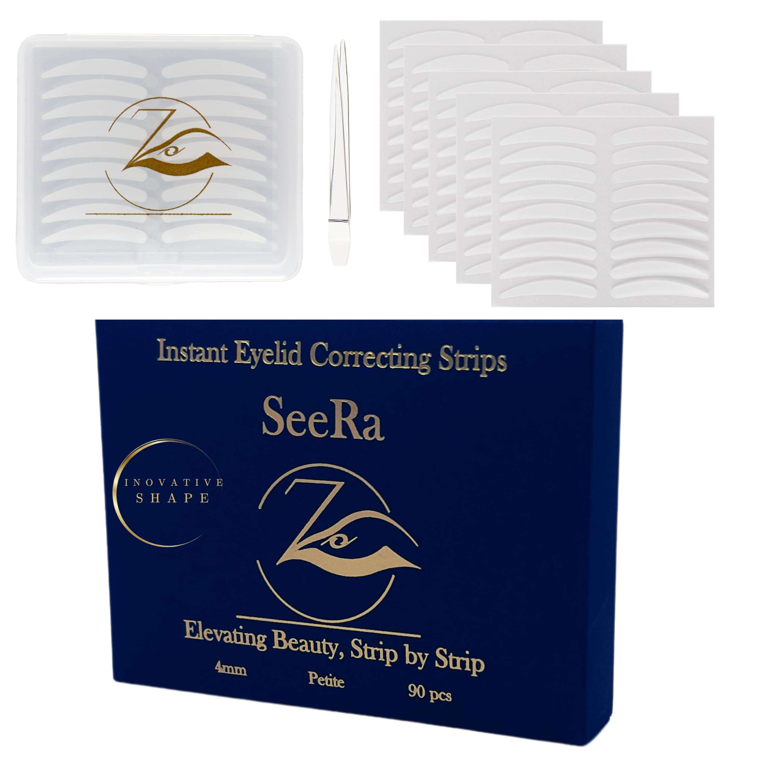 SeeRa: Instant Lifting Eyelid Tape for Hooded & Droopy Eyes - Hypoallergenic, Waterproof, Invisible Eye Lift Strips, Non-Surgical, Eyelid Lifters & Stickers-90pcs (4mm-7mm) (4mm-Petite) 1