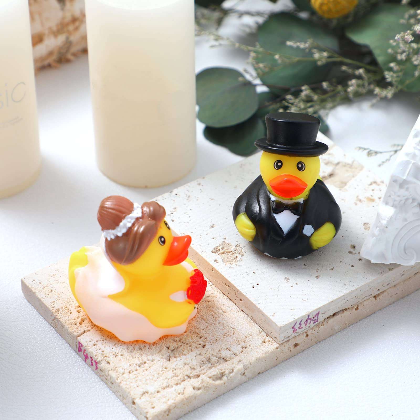 Jerify 48 Pcs Bride Groom Duck Bath Toy 2.5 Inch Wedding Rubber Duck Marriage Mini Ducks for Ceremony Baby Bridal Shower Gift Souvenir 5