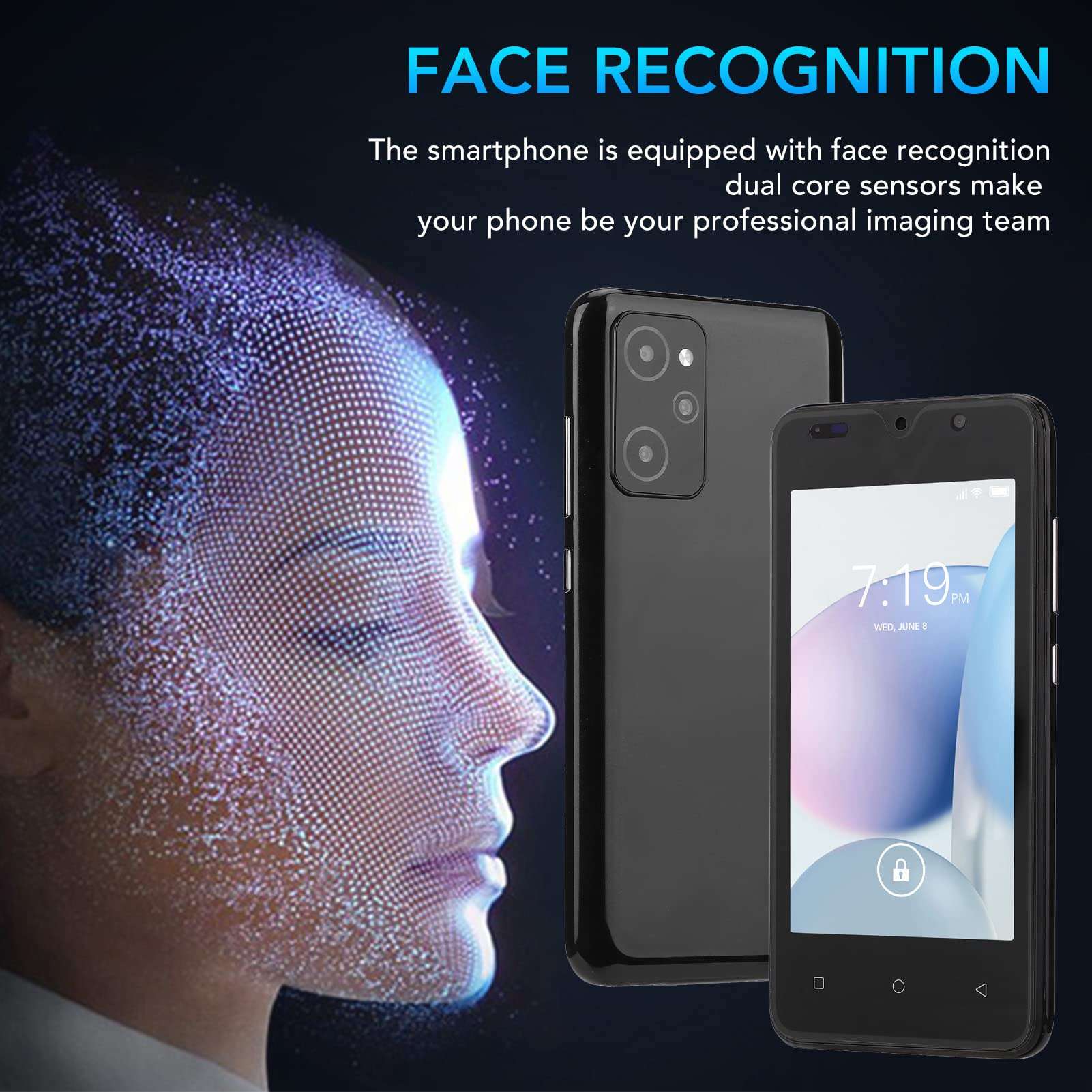 2GB RAM Mobile Phone, Ultra Long Standby Time 2800mAh 4.66in Smartphone for Home Black 5