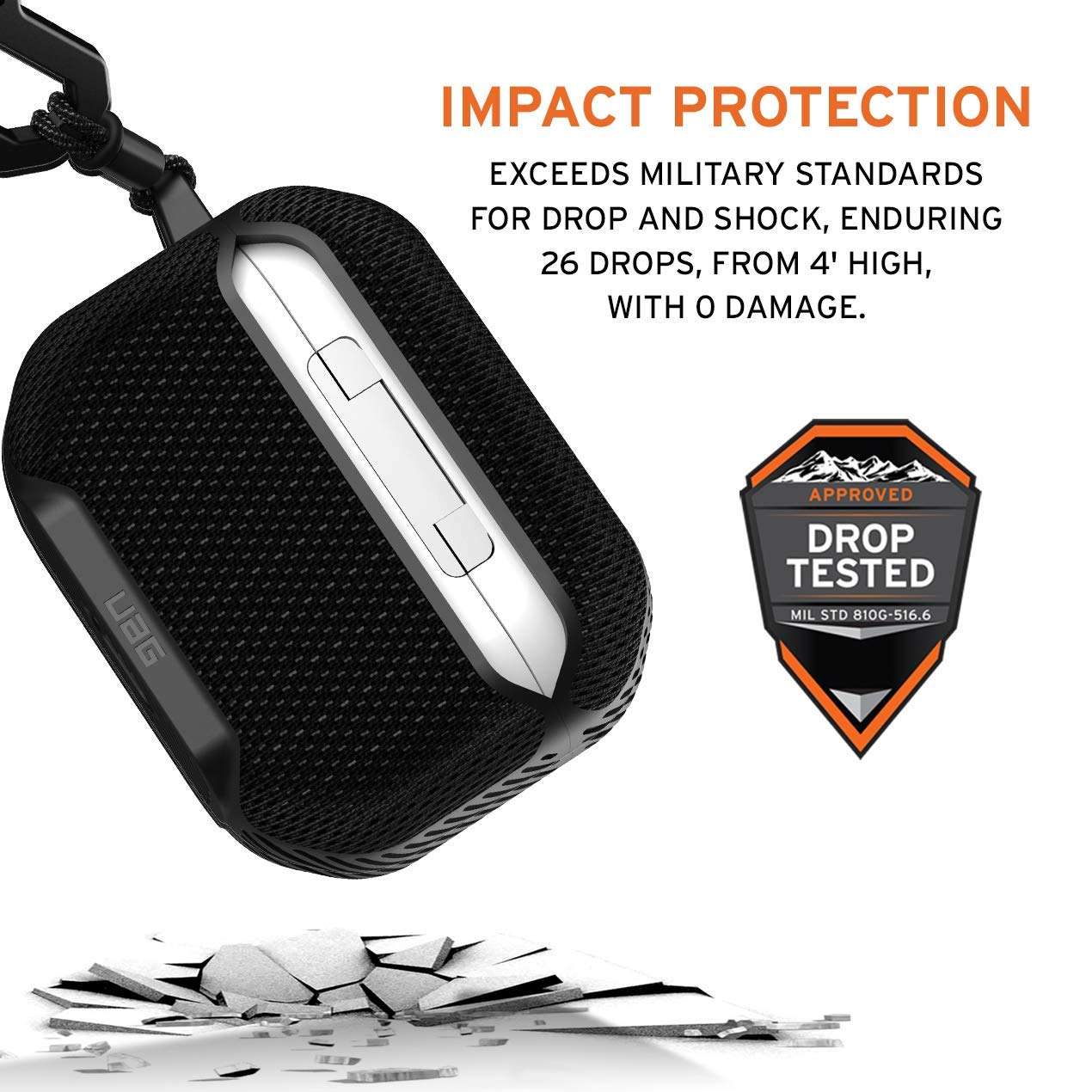 URBAN ARMOR GEAR UAG Compatible with AirPod Pro Case FIBR ARMR Metropolis Black Full Body Rugged Protective Abrasion Resistant with Carabiner 3
