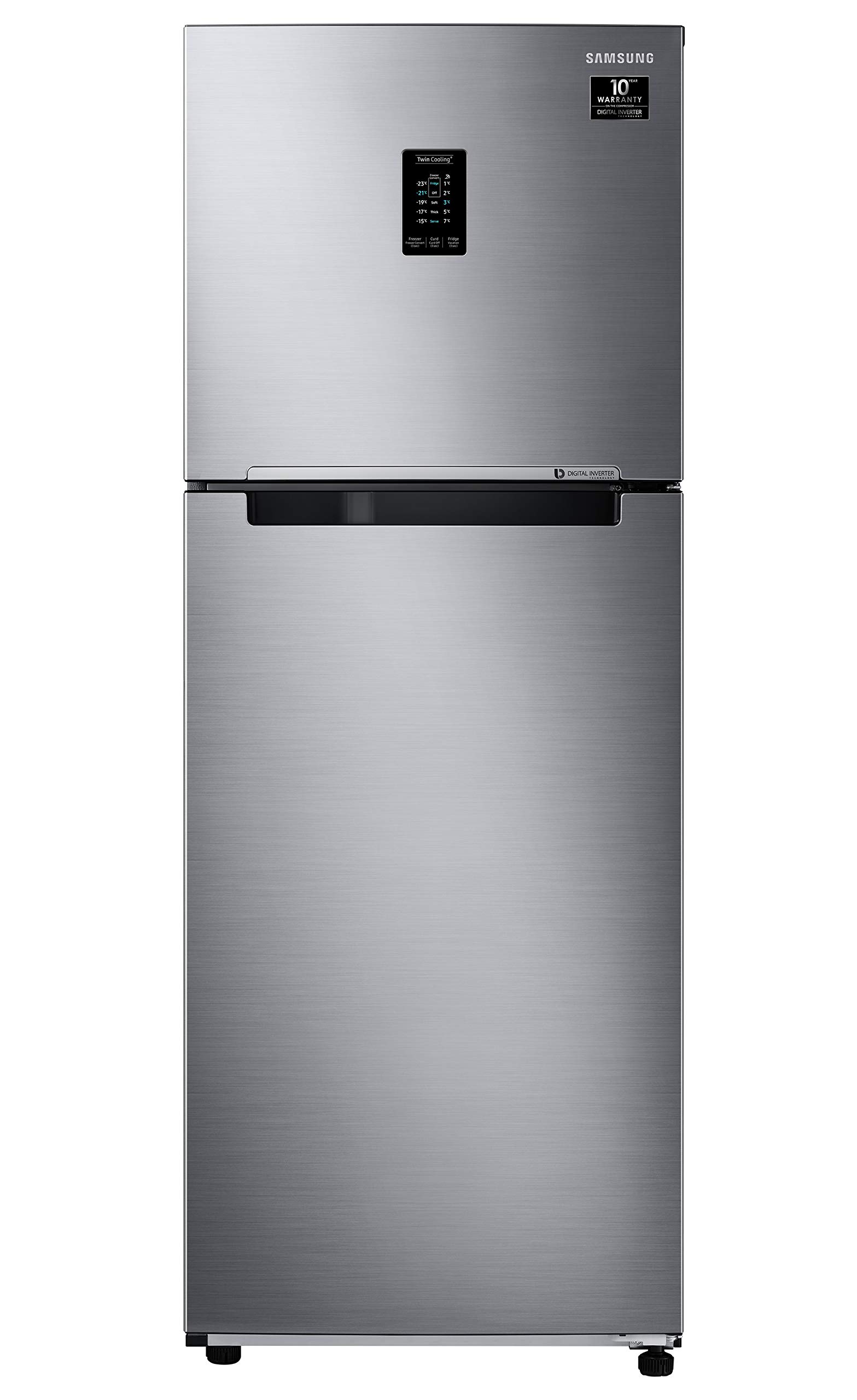Samsung 314 L 2 Star Inverter Frost Free Double Door Refrigerator (RT34A4622S8/HL, Silver, Elegant Inox, Convertible, Curd Maestro)