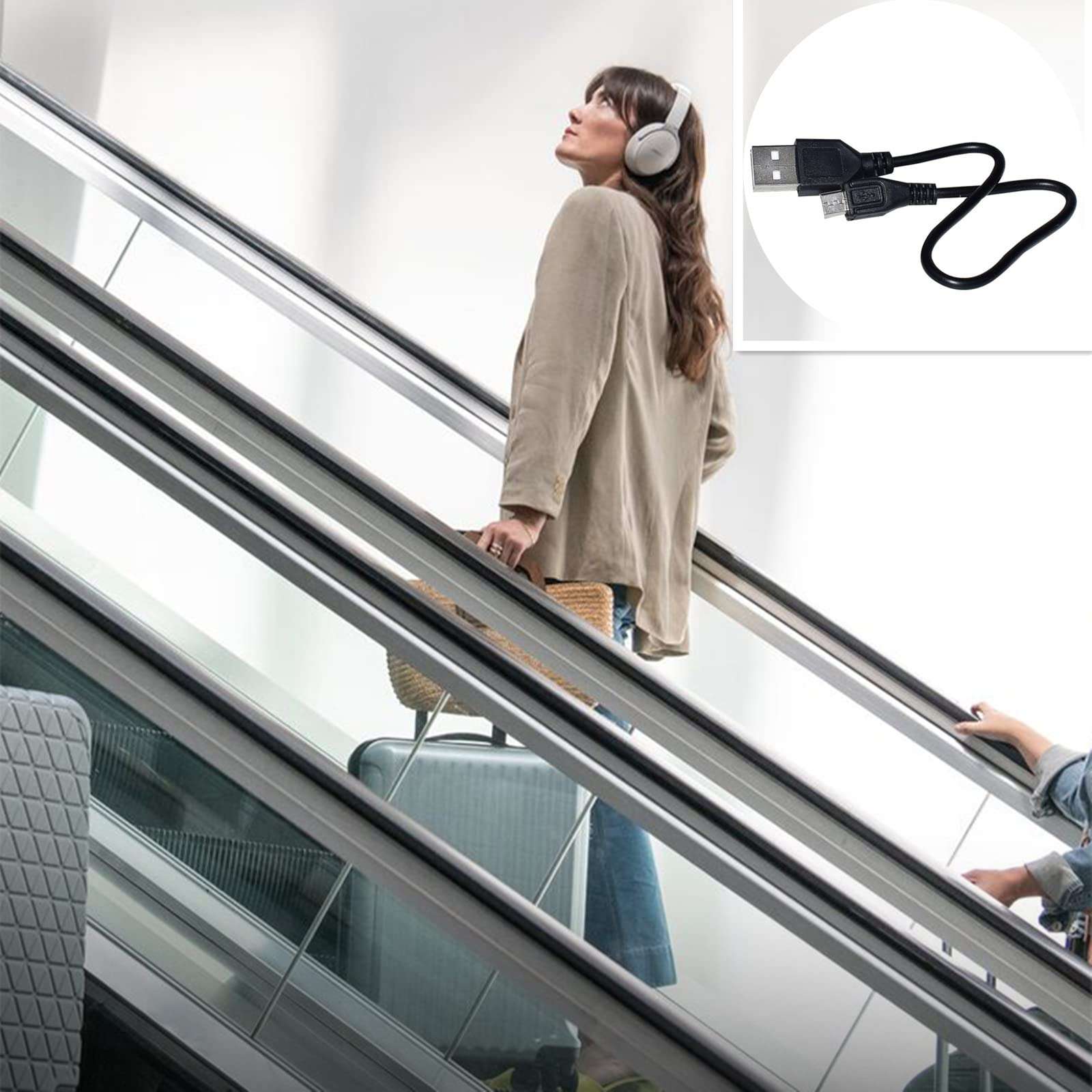 Aquelo QC35 Replacement Charger Cable Cord Compatible for Bose QUIETCOMFORT35 QC35II QC25 QC20 SoundLink II Over-Ear Wireless Headphones (Black) 6