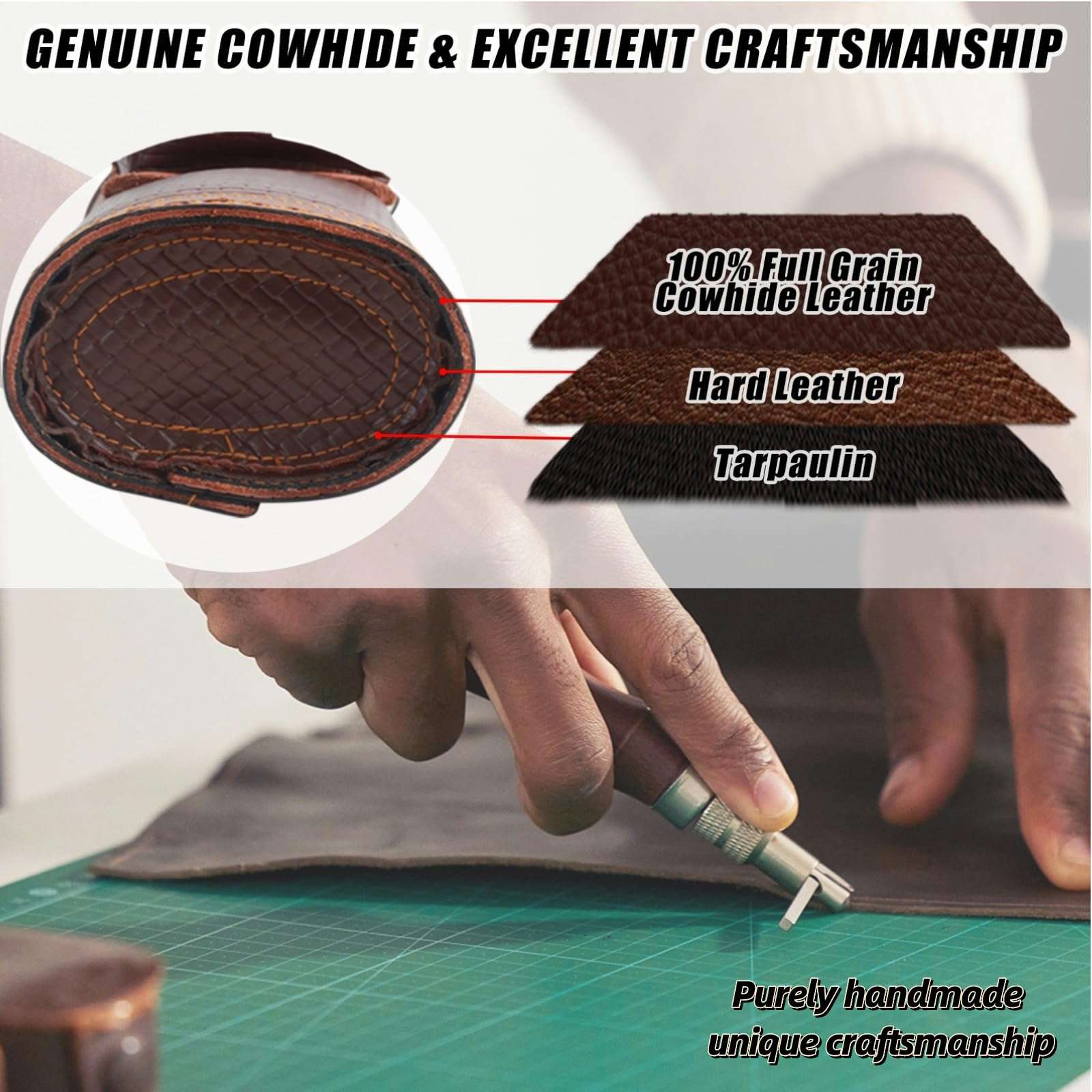 SOPOGER Arrow Quiver Arrow Holder - Handmade Traditional Leather Quiver with Adjustable Strap and Pocket, Archery Shoulder Back Quiver for Arrows Cosplay Bow and Arrow Accessories 3