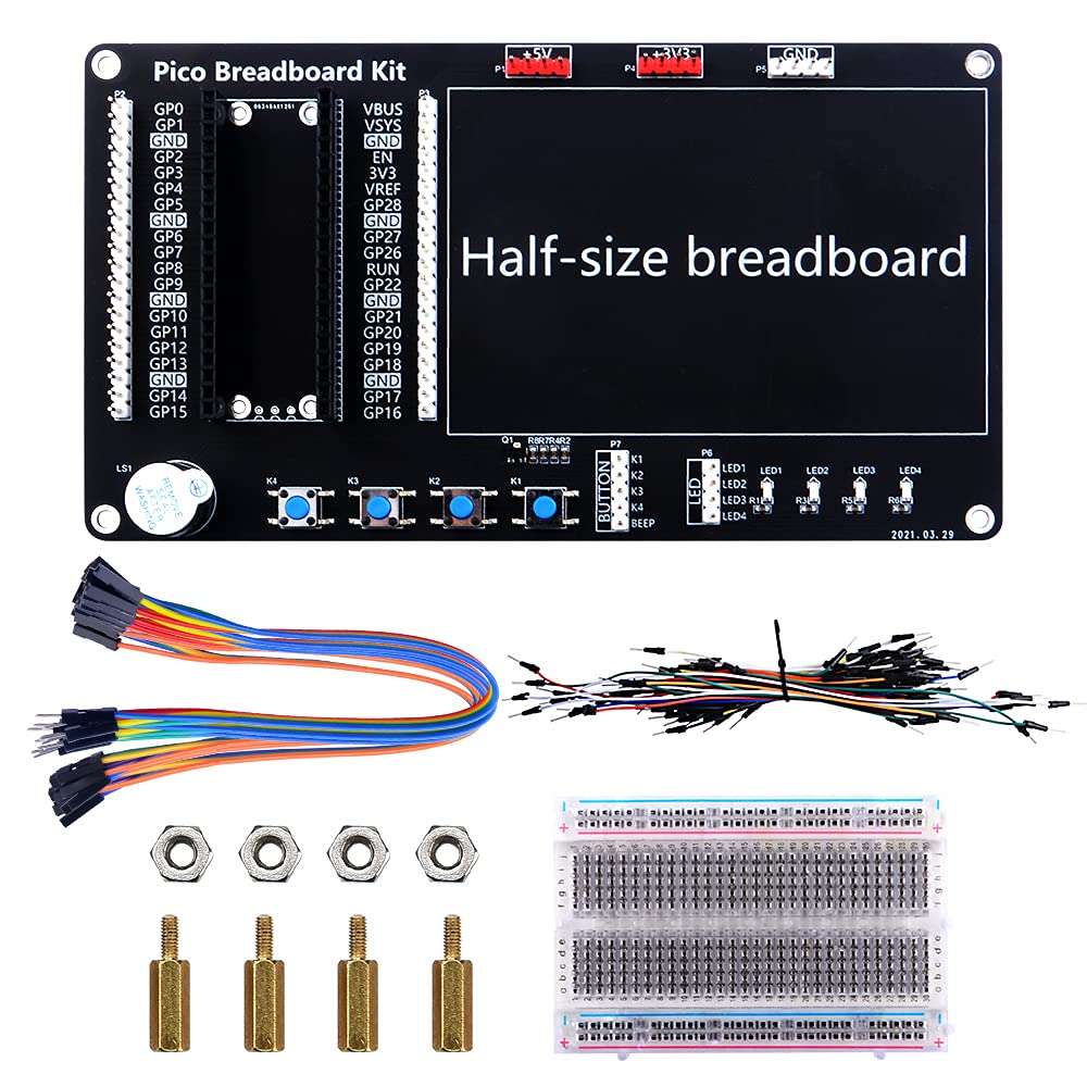 GeeekPi Basic Starter Kit for Raspberry Pi Pico/Pico W, BreadBoard Kit with Half-Size Breadboard and Jumper Wire Pack for Raspberry Pi Pico/Pico W (Raspberry Pi Pico/Pico W Not Included)