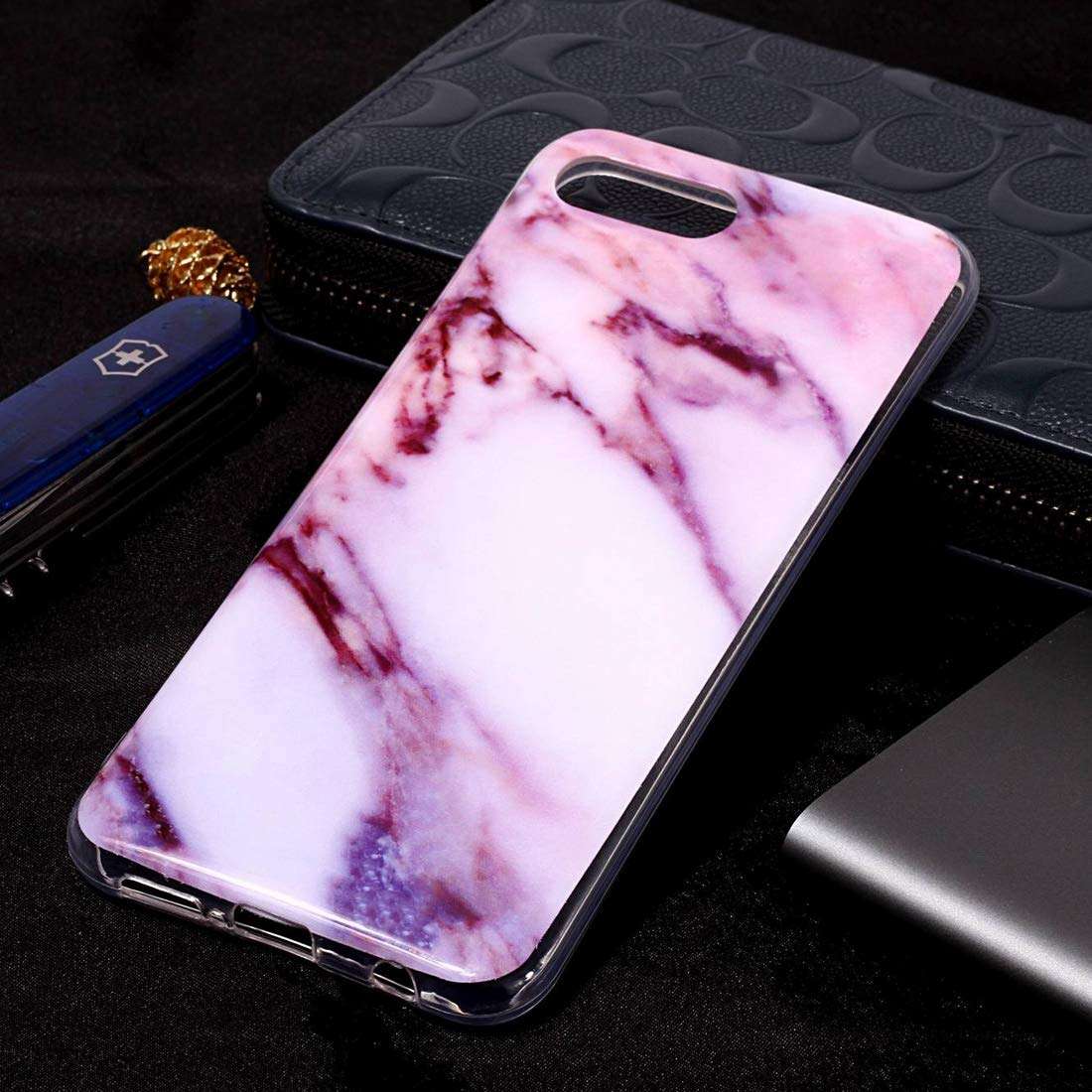 DINGXUEMEI XUEMEI CASE Silicone Cell Phone Cases & Covers Marble Pattern Soft TPU Case for Huawei Honor 10(Plum Blossom) (Color : Purple) 1
