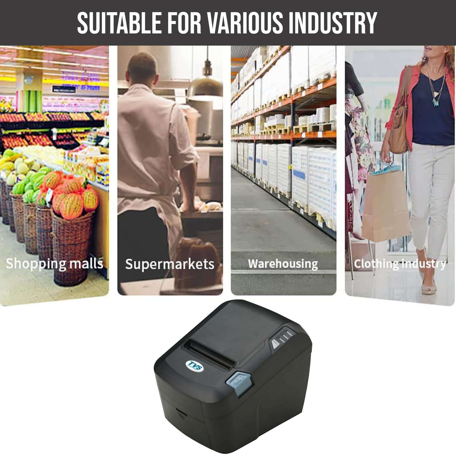 TVS ELECTRONICS Star Mini Thermal Printer 3200 USB Connectivity Standard 200mm/s High-Speed Prints Compatible with Multiple Types of Devices 5