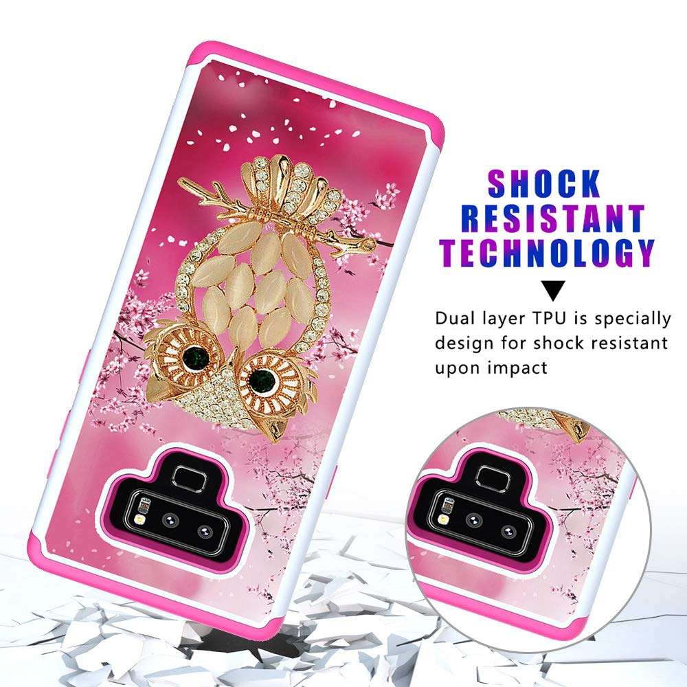 Asdsinfor Galaxy Note 9 Case Painted Print Plastic Dual Layer 2 in 1 Hard PC Soft TPU Silicone Shockproof Anti-Fall Case Cover for Samsung Galaxy Note 9 2 in 1 Seashell Owl CH-YB 5