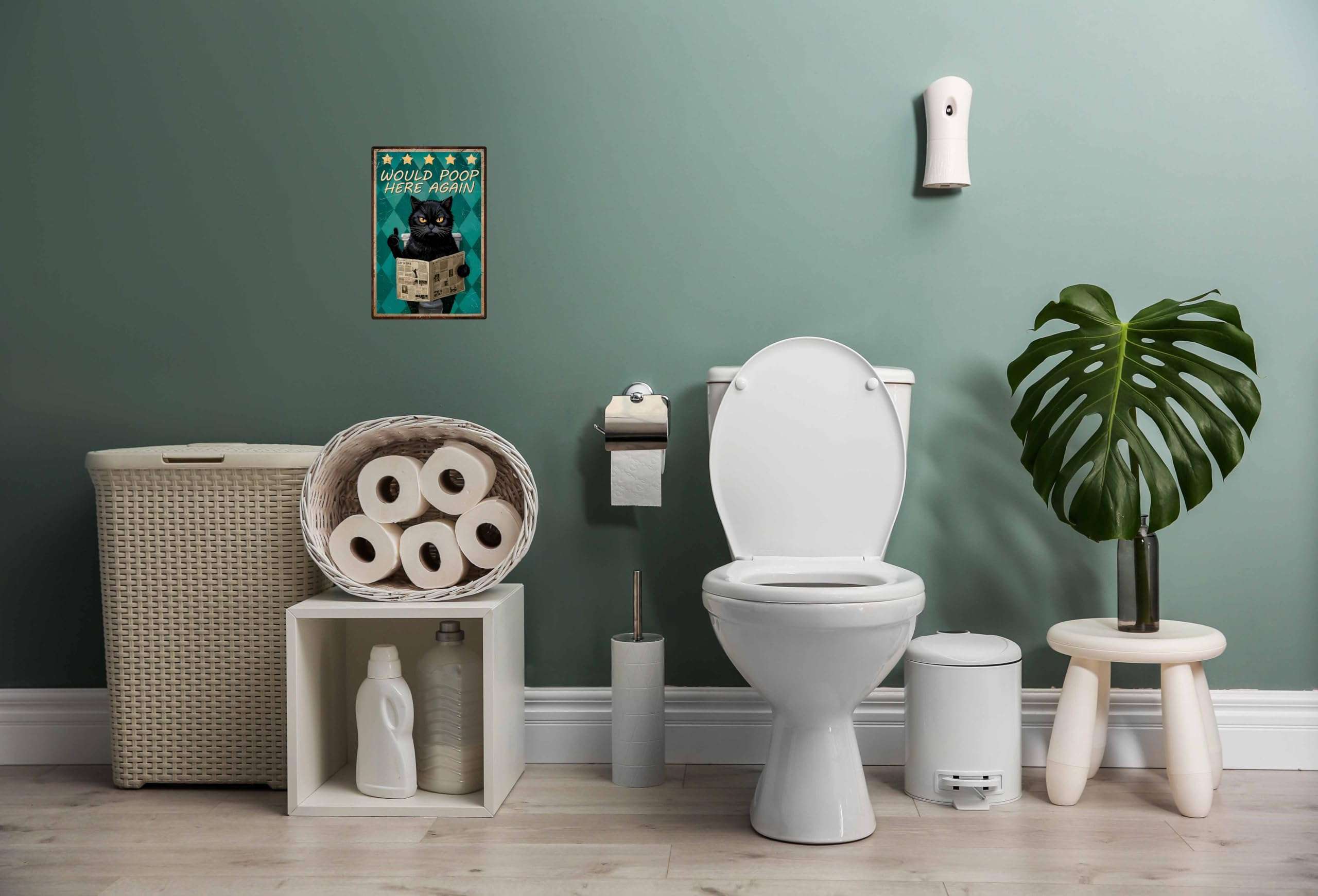 Funny Black Cat Metal Tin Signs Posters for Bathroom Restroom Fun Toilet Wall Decor Sign Door Poster Sayings Stuff Art College Accessories 8x12 in 6