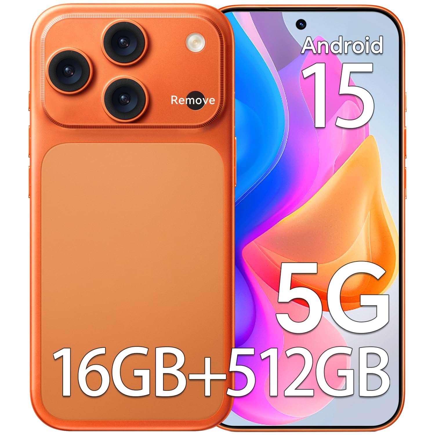 Unlocked Phones F17 PM, 5G Smartphone, 16GB RAM+512GB Storage, Android 15 Cell Phone, 6.9'' HD Display, 104MP+32MP Camera, 5000mAh Battery, Face ID/Dual SIM/WiFi/Bluetooth/GPS 1
