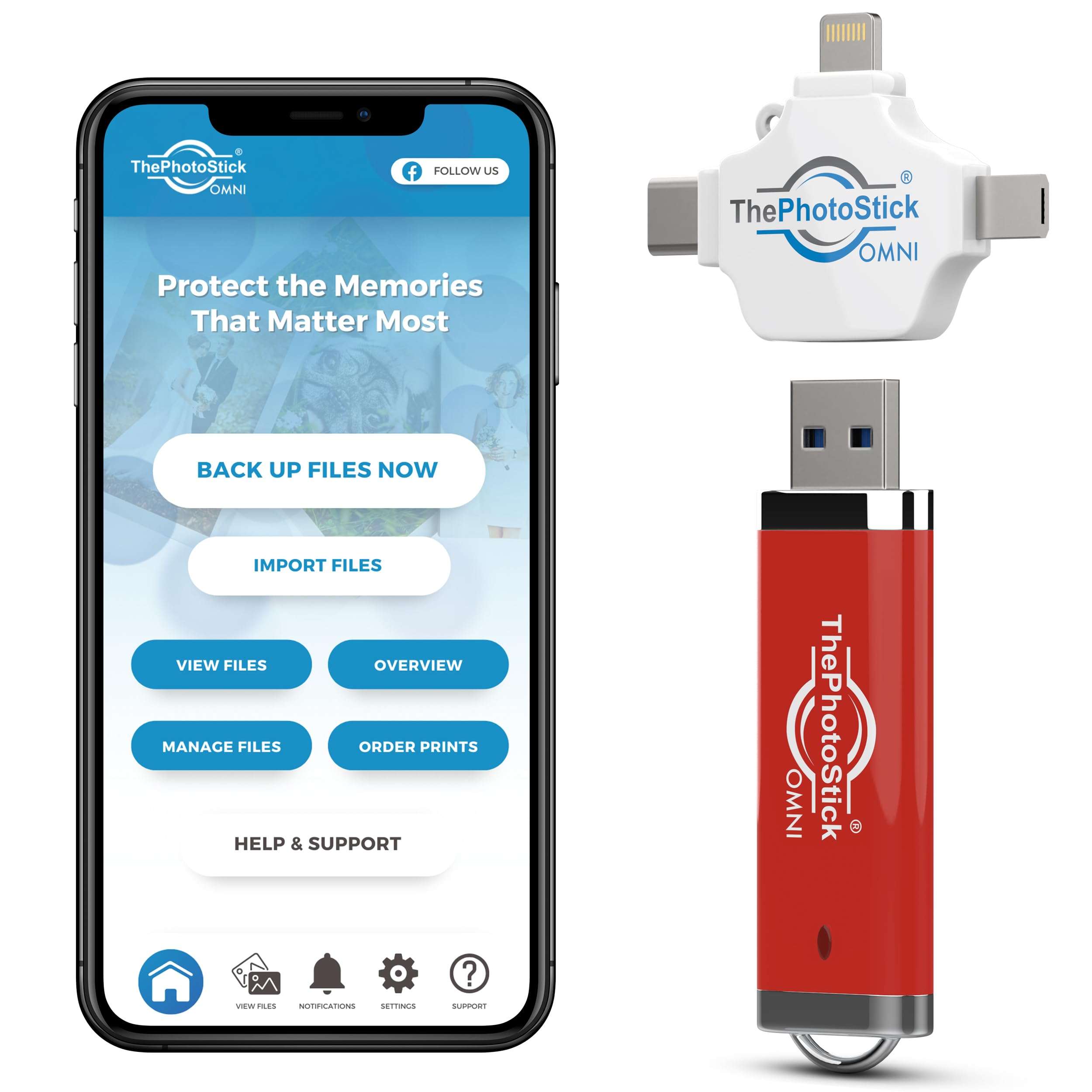 ThePhotoStick® Omni 128GB + Protective Case | Secure Photo & Video Backup and Transfer | Digital File Organization | USB & Multiport Connection for Phones, Tablets and Computers | Water Resistant Case 3