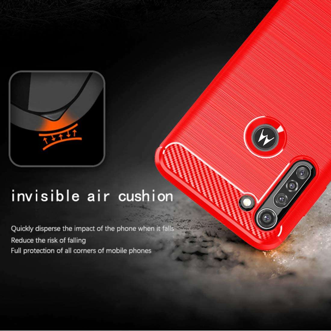 Osophter for Motorola Moto G8 Power Case Shock-Absorption Flexible TPU Rubber Protective Cell Phone Cover for Motorola Moto G8 Power(Red) 5