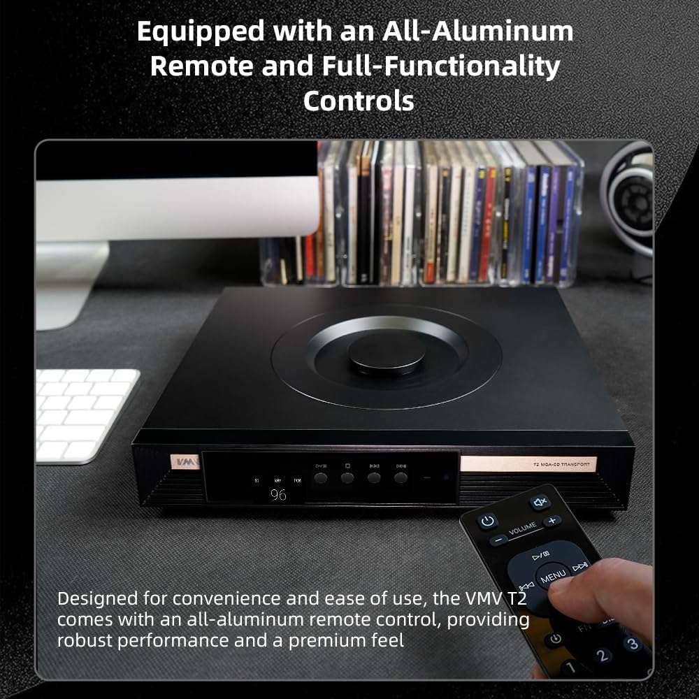 S.M.S.L V.M.V T2 MQA-CD Player Hi-Res USB DAC High-End Bluetooth Digital Signal Clock Re-lay, Hi-End Class CD Program Flagship DAC, Clock Input and Output, 32bit/768kHz DSD512 with Remote Control 6