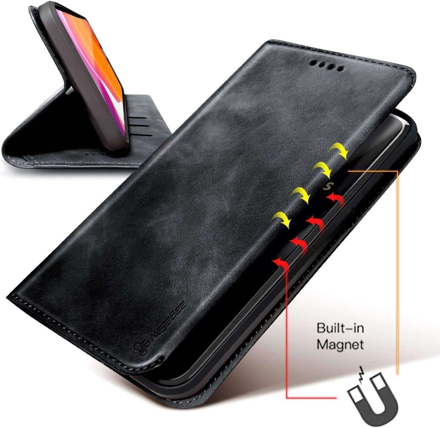E-Began Wallet Case for LG K40 LMX420, LG Solo 4G LTE L423DL/K12 Plus/X4 2019/Xpression Plus 2 (AT&T)/Harmony 3, Credit Card Holder, Kickstand Feature Premium Leather Folding Flip Case -Black 3