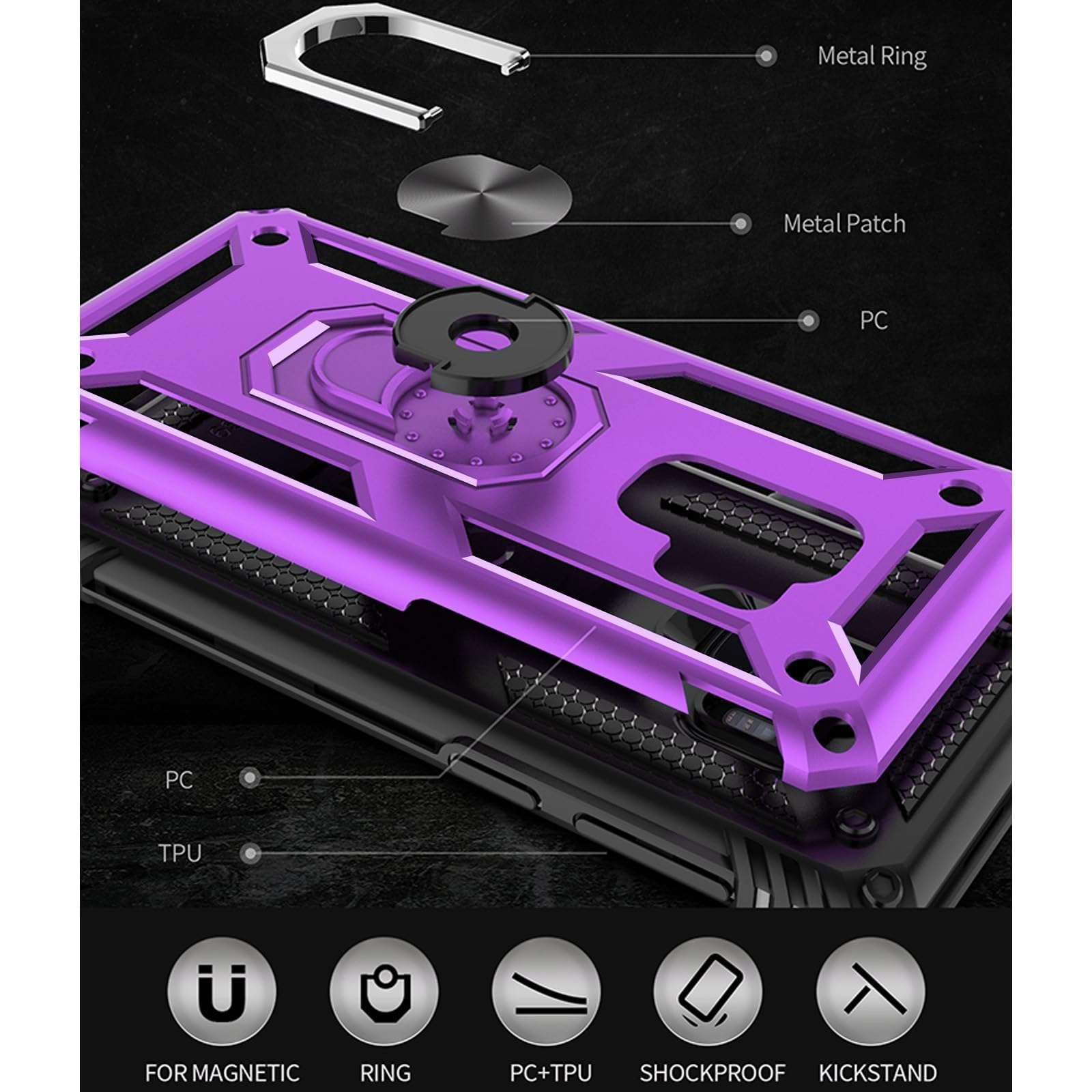 Samsung Galaxy S9 Case, Samsung S9 Case, Military Grade Protective Cases with Ring for Samsung Galaxy S9 (Purple) 4