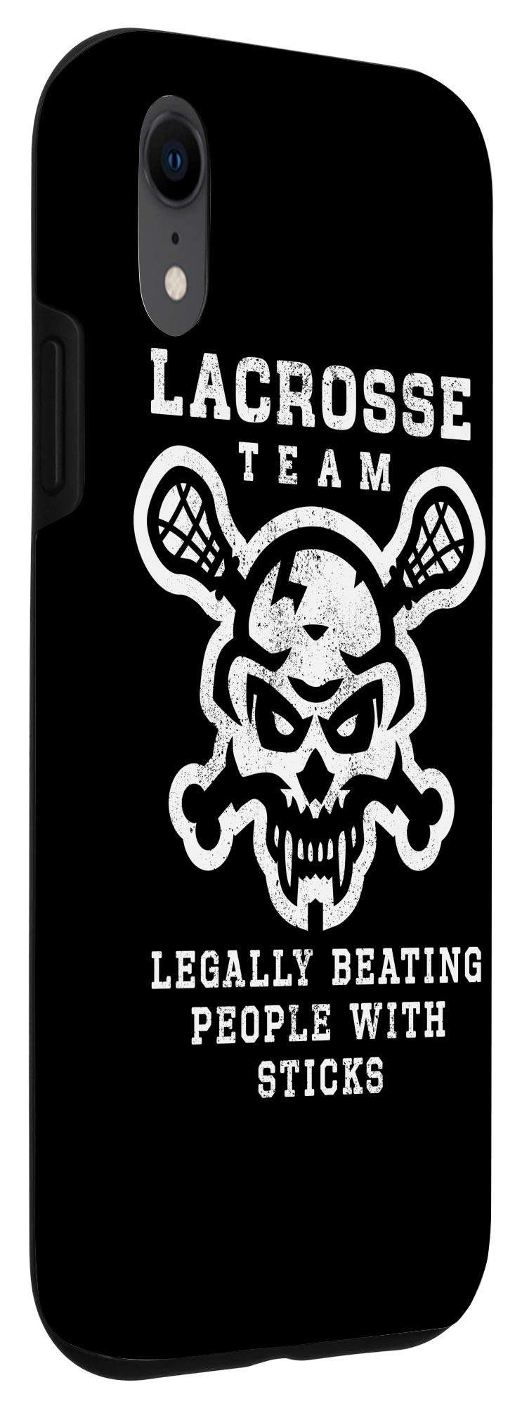 iPhone XR Lacrosse Team Skull Legally Beating People With A Stick Case 3