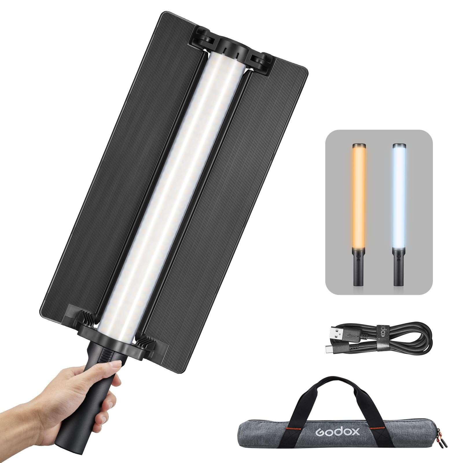 Godox LC500 Mini LED Light Stick Lighting, Bi-Color 2500K-8500K Adjustable, CRI 95 TLCI 96 Accurate Color, 11 FX Lighting Effects, Handheld Fill Light Photography, 0-100% Dimmable Support APP Control 1