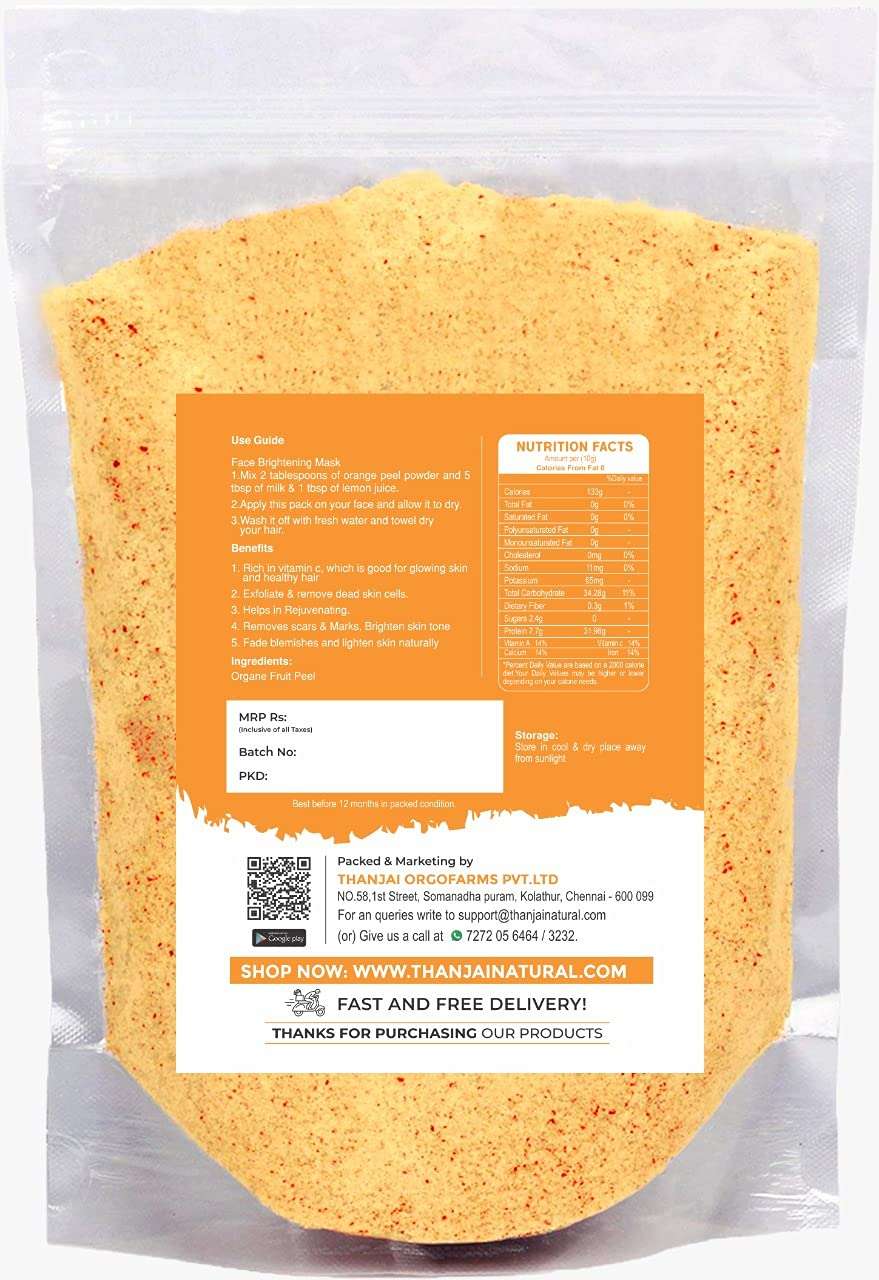 Thanjai Natural 100g Orange Peel Powder For Glowing Skin | Oil Control | Tan Removal | Skin whitening | Natural Skin cleanse and Natural Face pack 3