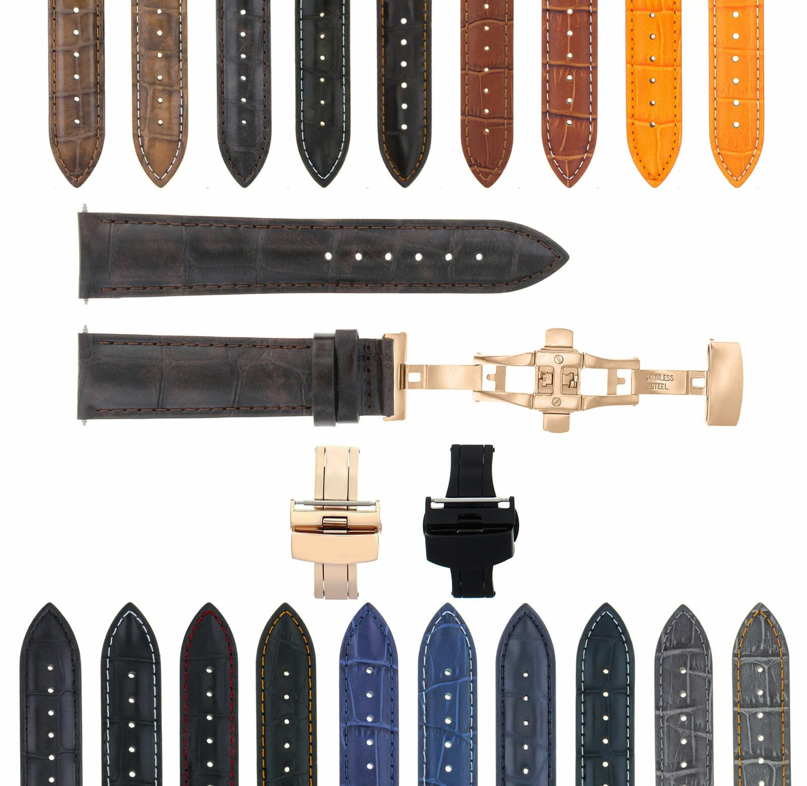 Ewatchparts 22-24mm Premium Leather Watch Band Strap Compatible With Pam 40 44mm Panerai GMT Watch