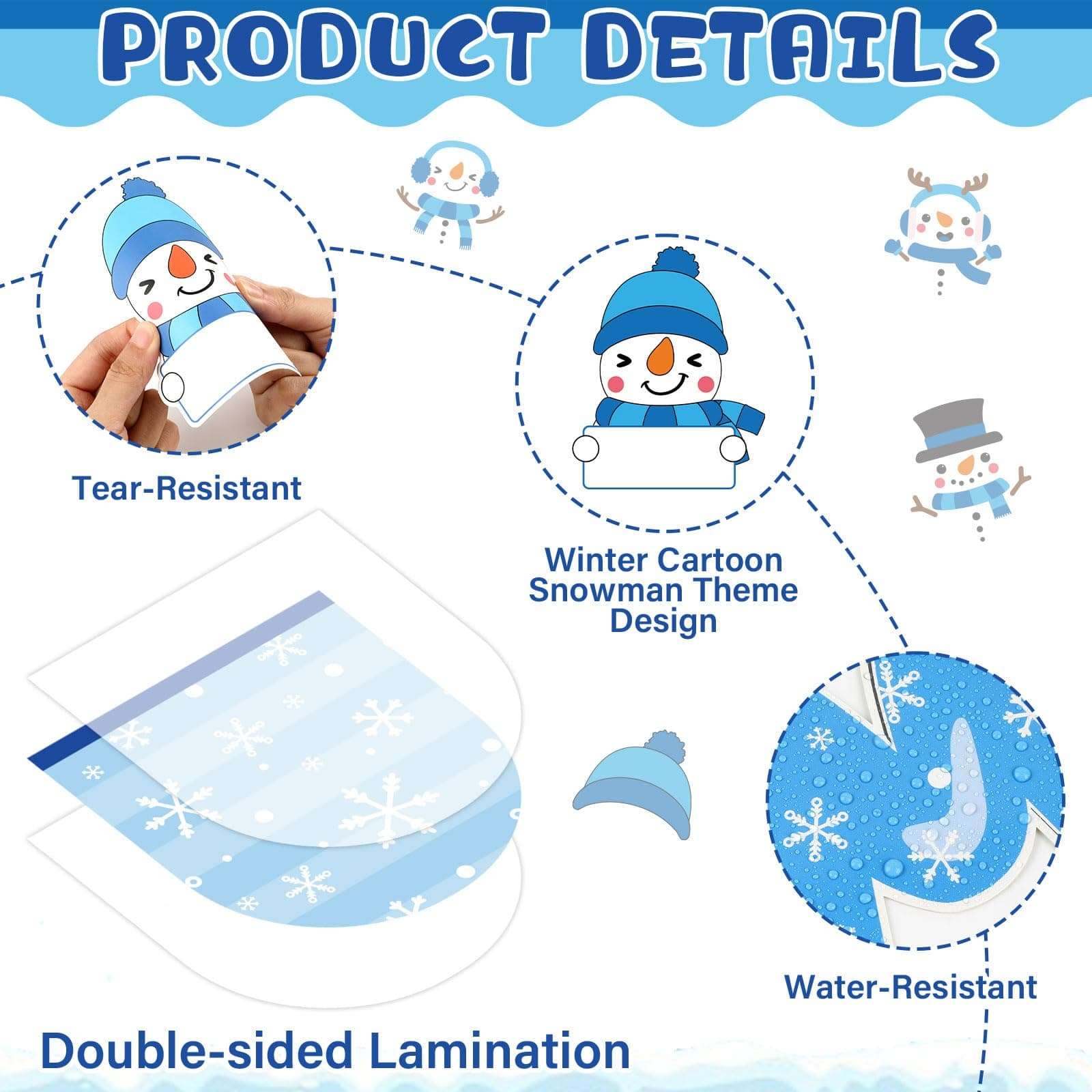 gisgfim Winter Bulletin Board Decorations Set Winter Snowman Name Tag Paper Cutouts Snowflake Winter Christmas Classroom Bulletin Board Decor for Holiday School Home Chalkboard Wall 4