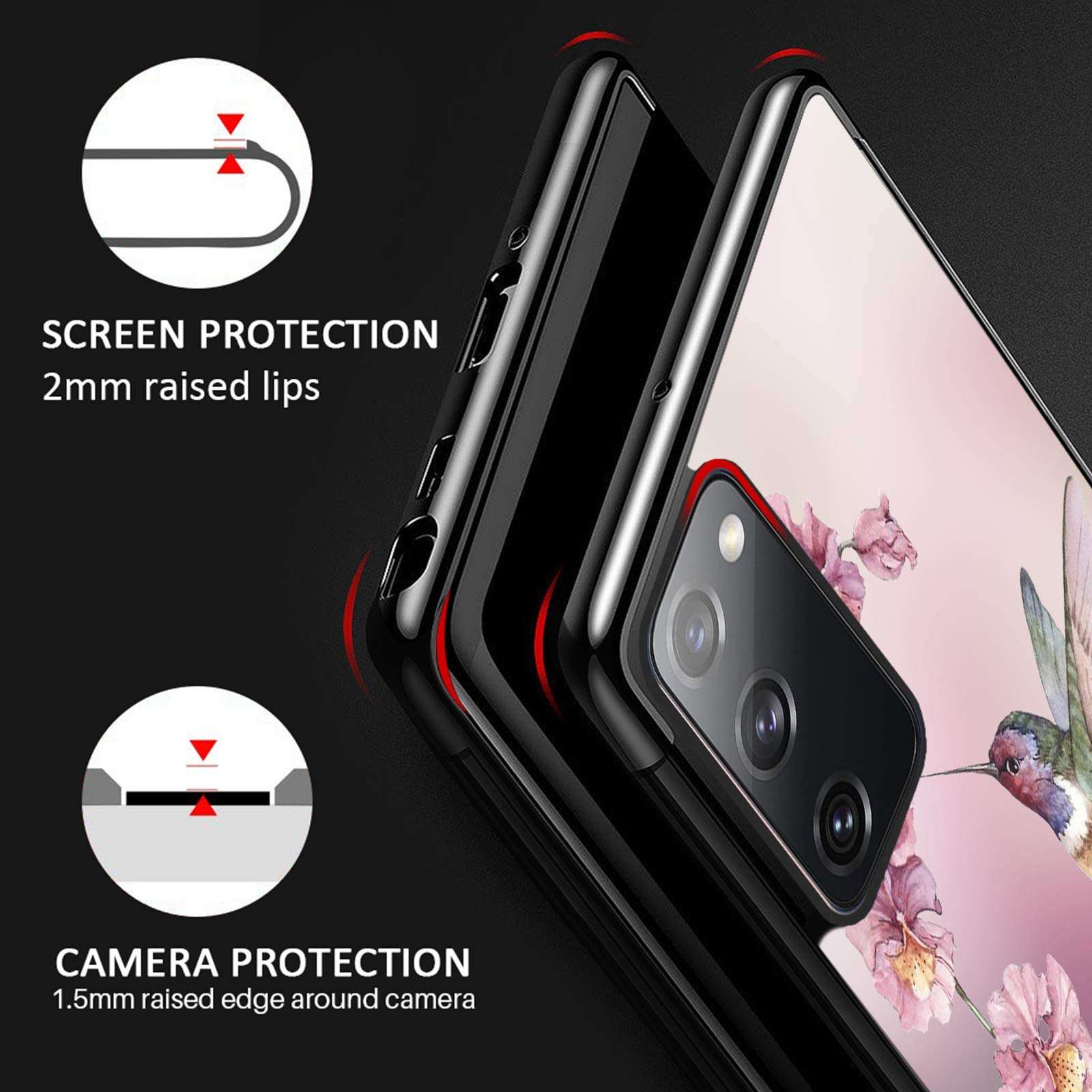 Mr dud Samsung Galaxy S20 FE 5G Case - Samsung S20 FE 5G Protective Cover Case Black Design Case for Samsung Galaxy S20 FE 5G Case Compatible with Samsung Galaxy S20 FE 5G Case for Christmas Boy Girl (Bird) 3