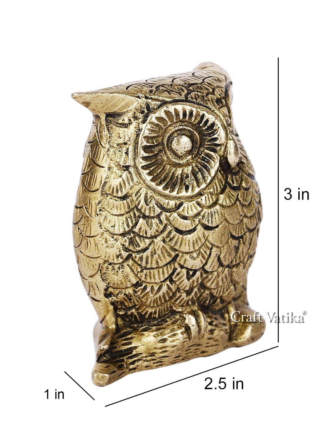 CraftVatika Brass Vintage Owl Bird Decorative Showpiece for Home Decor, Living Room, Table Top , Diwali Decoration & Diwali Gifts (3 x 2.5 x 1 inches) 3