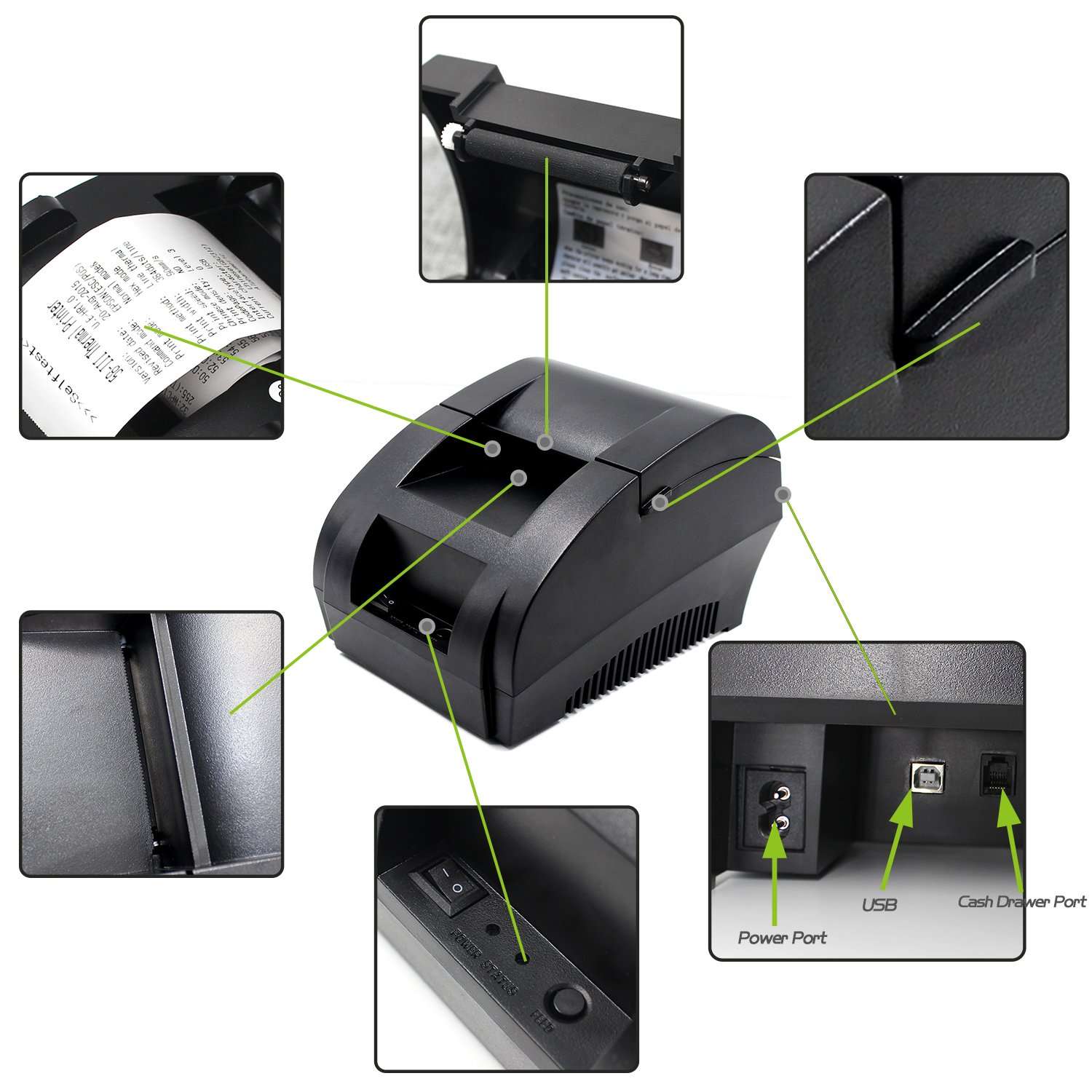 symcode 58MM USB Thermal Receipt Printer, High Speed Printing 90mm/sec, Compatible with ESC/POS Print Commands Set 5
