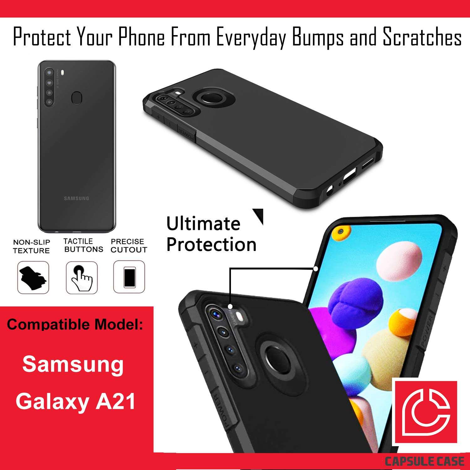 Moriko Case Compatible with Galaxy A21 [Heavy Duty Dual Layer Men Women Girly Cute Design Shockproof Black Case Hard Phone Cover] for Samsung Galaxy A21 SM-A215U (Shark) 4