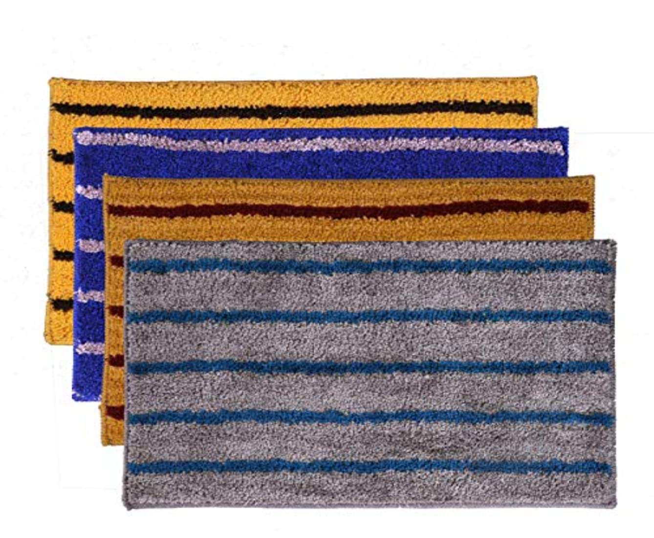 RMHANDLOOM Microfiber Anti Skid Washable Door Mats, Bath Mats for Home, Office (40x60cm, Multicolor) - Pack of 4 1