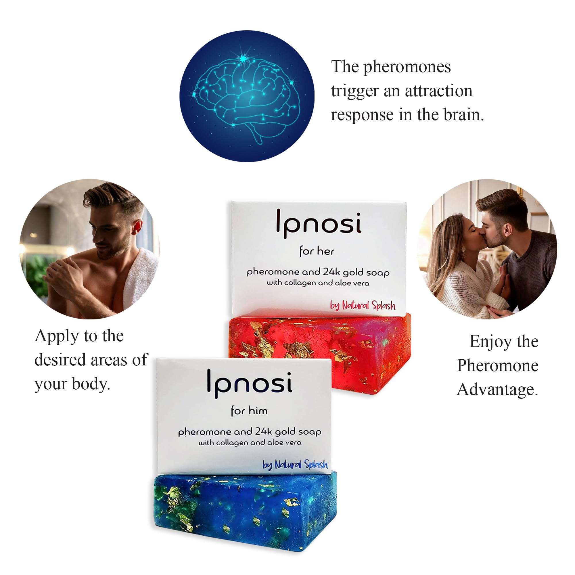 Ipnosi - Pheromone Infused Soap Bar For Him – 24K Gold Flakes – Collagen and Aloe Vera – Natural Fragrance - By Natural Splash - (Ipnosi Men). 6