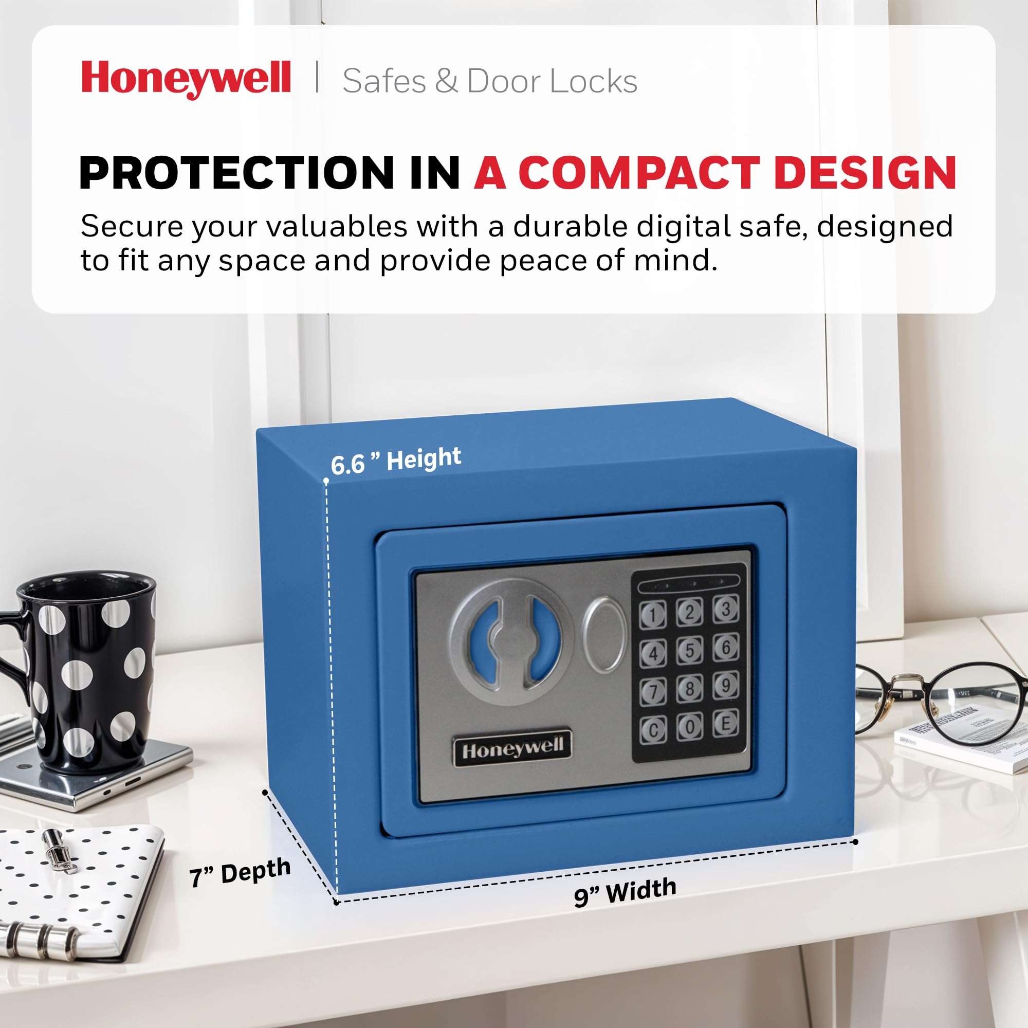 Honeywell Safes & Door Locks 5005B Steel Security Safe with Digital Lock, 0.17-Cubic Feet, Blue 2