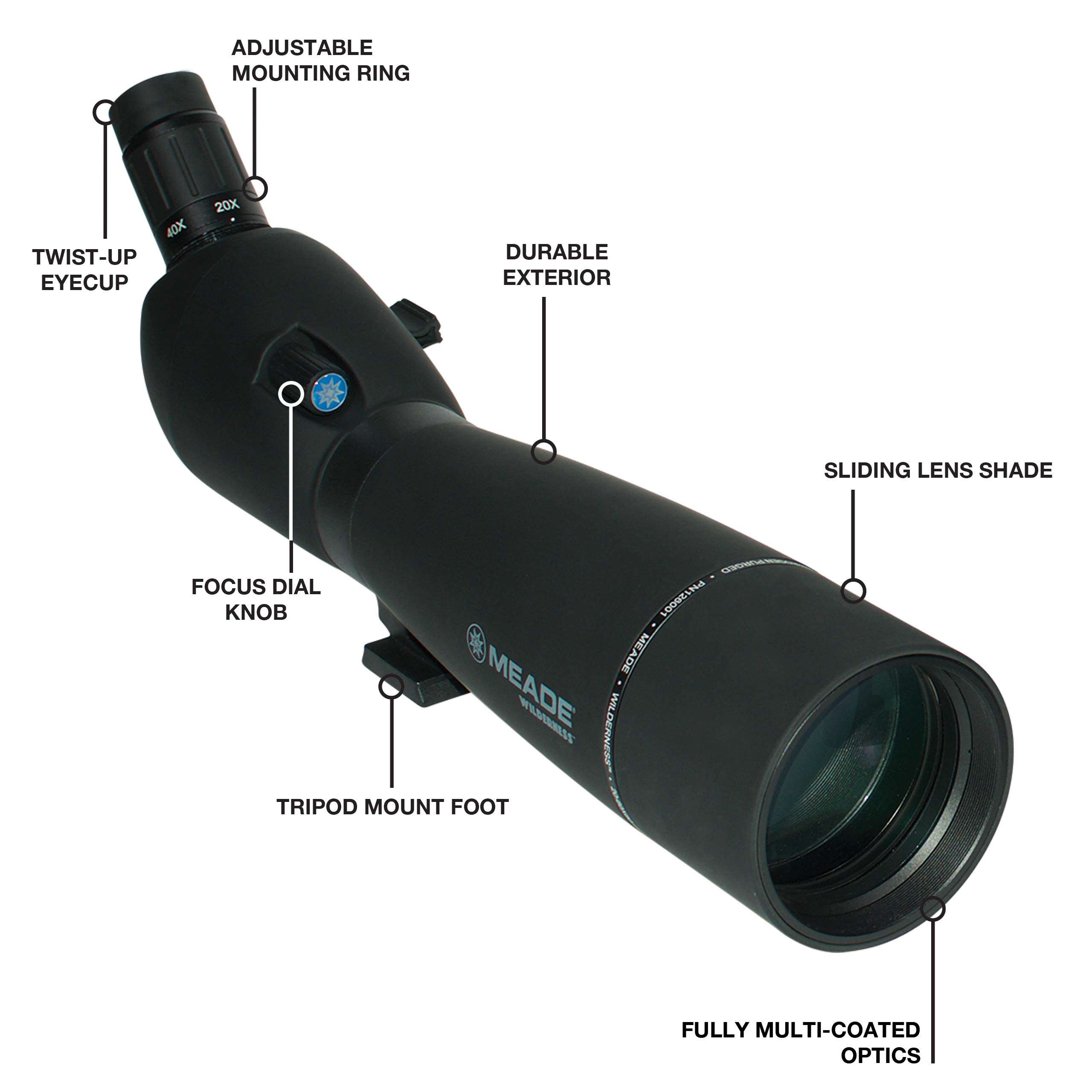 Meade Instruments 126001 Wilderness Spotting Scope - 20-60x80-mm (Black) 3