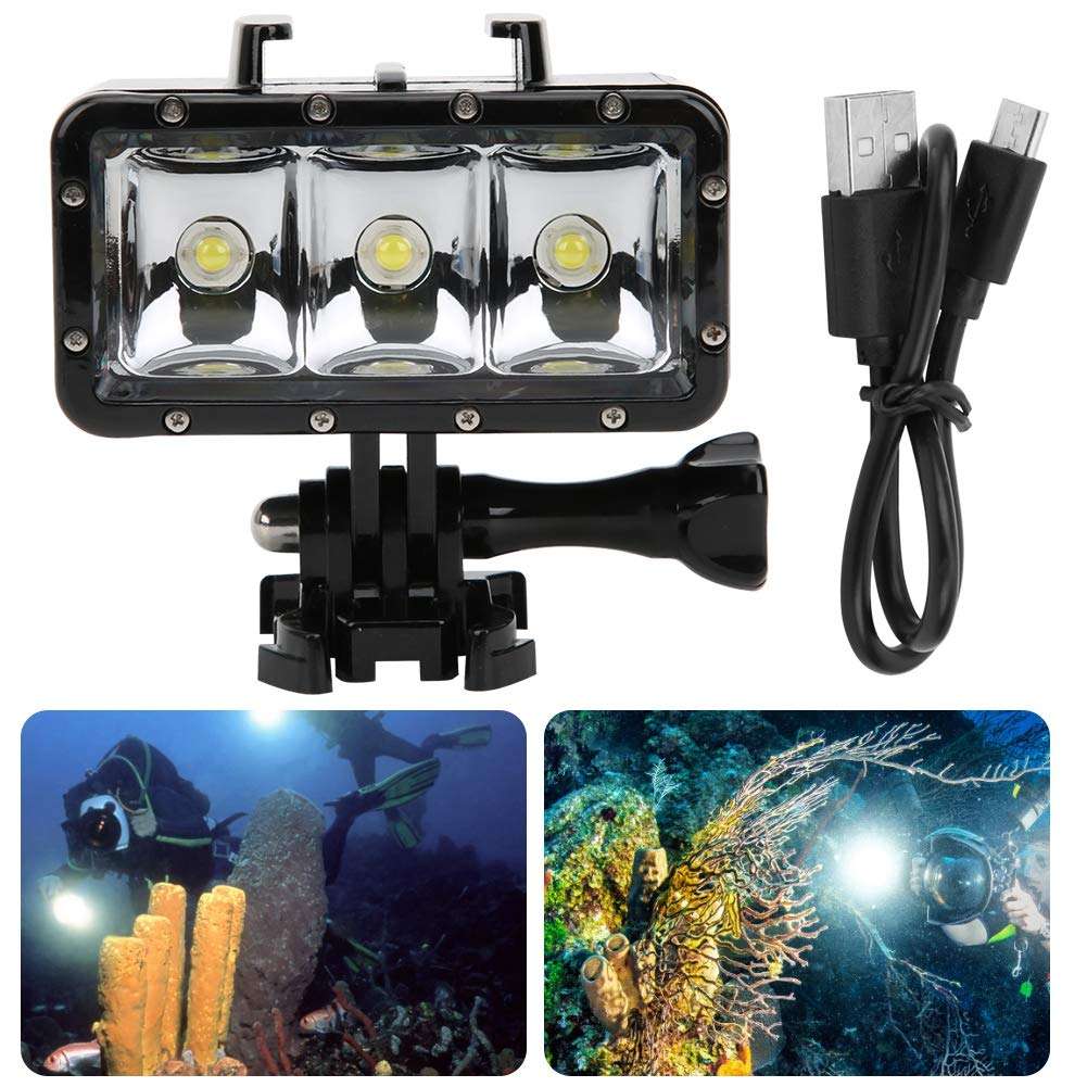 Diving LED Fill Light,LED Waterproof Fill Light Waterproof Depth up to 30M,Matched Using with Chest Strap,Headband,Suitable for Photography,Video,Underwater,Entertainment,Photography Accessories 5