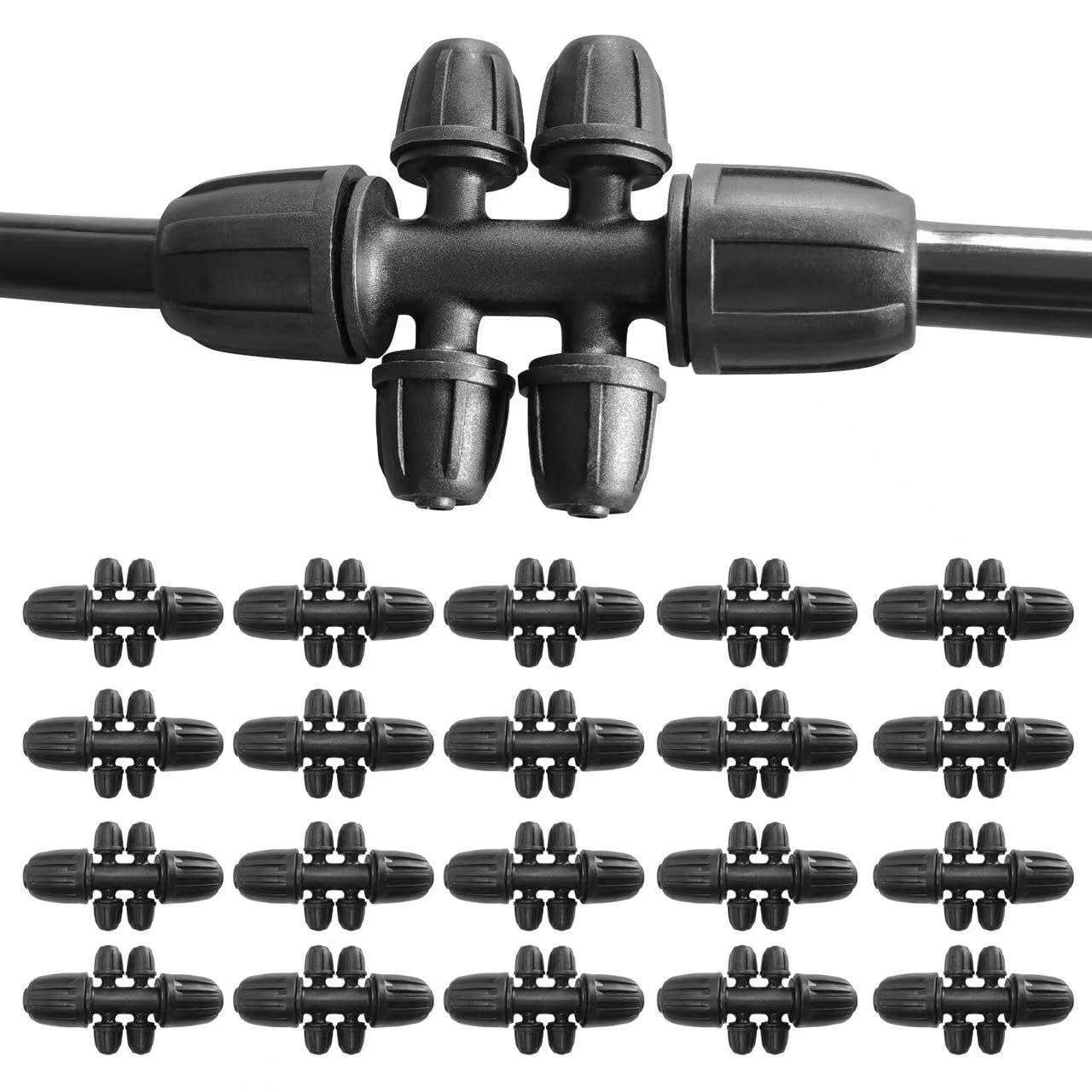 20 Pcs 1/2 Inch to1/4 Inch Drip Irrigation Tubing Fittings,Irrigation hose Connectors,Lock Barbed Tee 6 Way for Lawn Plant Garden Watering System,Drip Irrigation System (1/2'' ID x 0.60''-0.63'' OD) 1