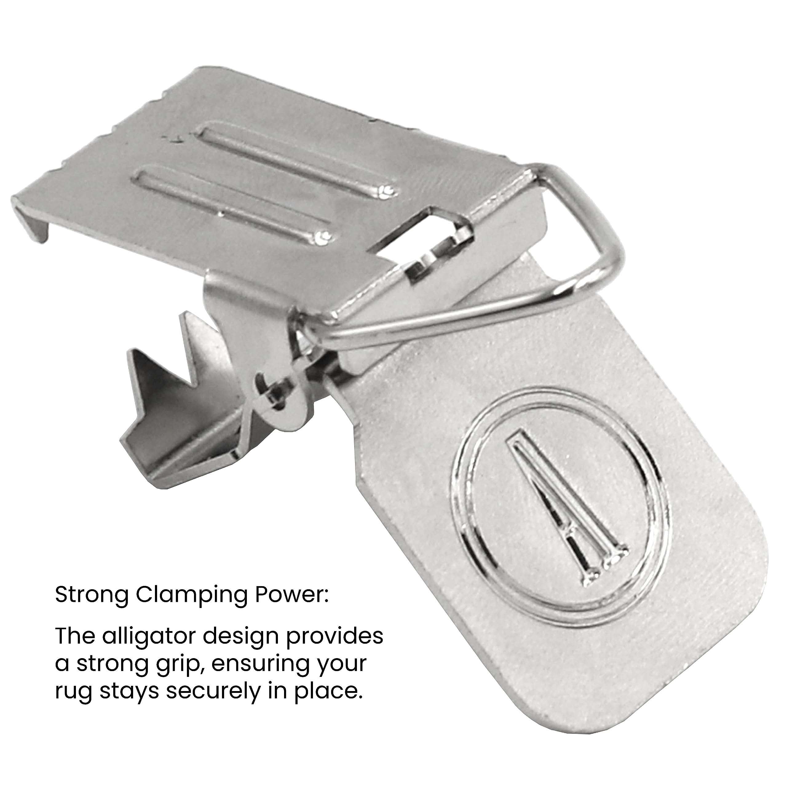 ANDUSTRIAL - Small Durable Nickle-Plated Steel Clips/Clamps for Displaying Shawls, Leather Hides, Quilts, Mats, Rug Samples - Finger Support Triangle Back Alligator Rug Clips - Silver, 10 Clips 5