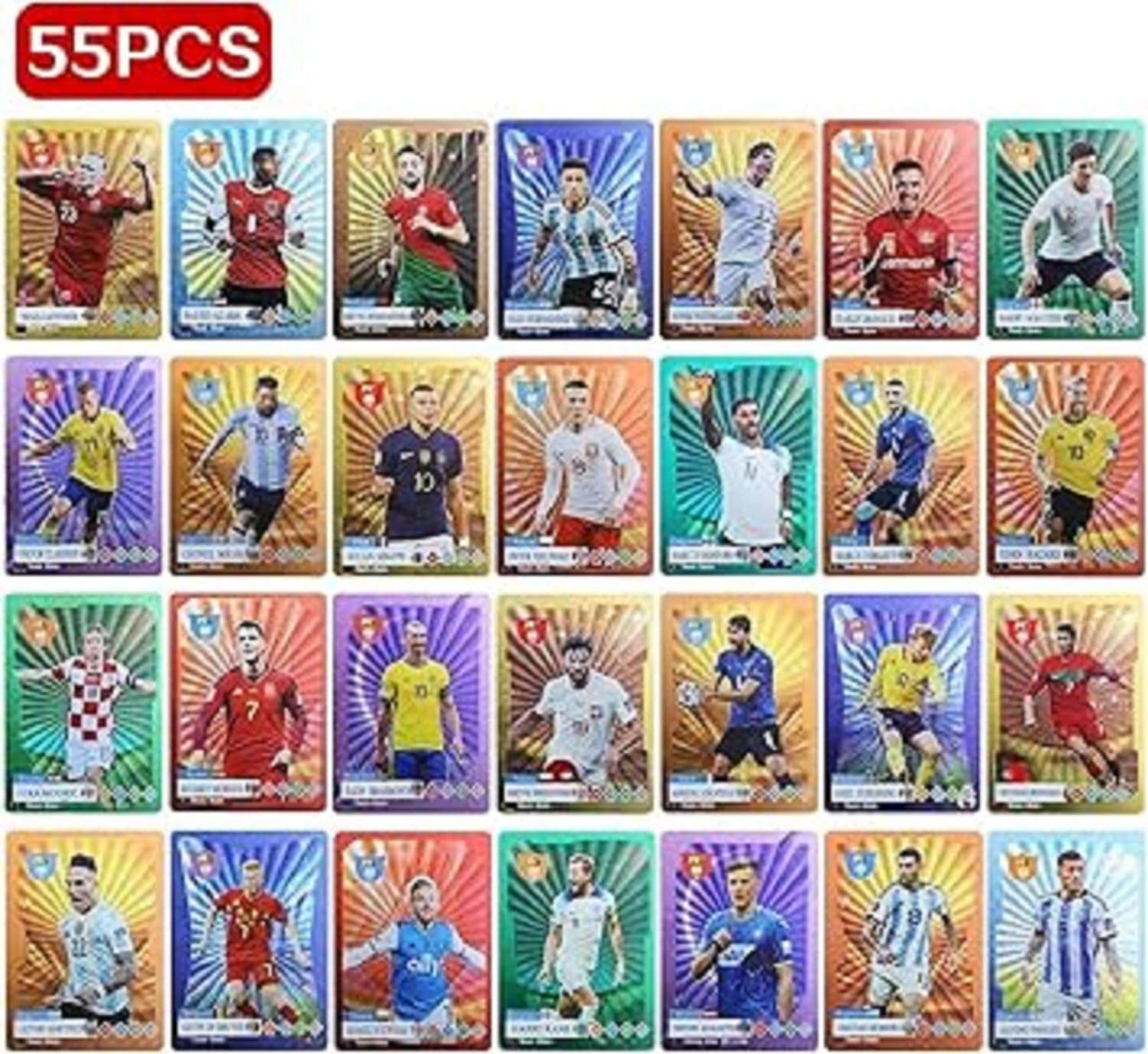 SHOPISTRY Rainbow World Cup Soccer Trading Cards, 55-Pack Collection, Colourful Rainbow Design, 6.3 x 8.8 cm Waterproof Cards 3