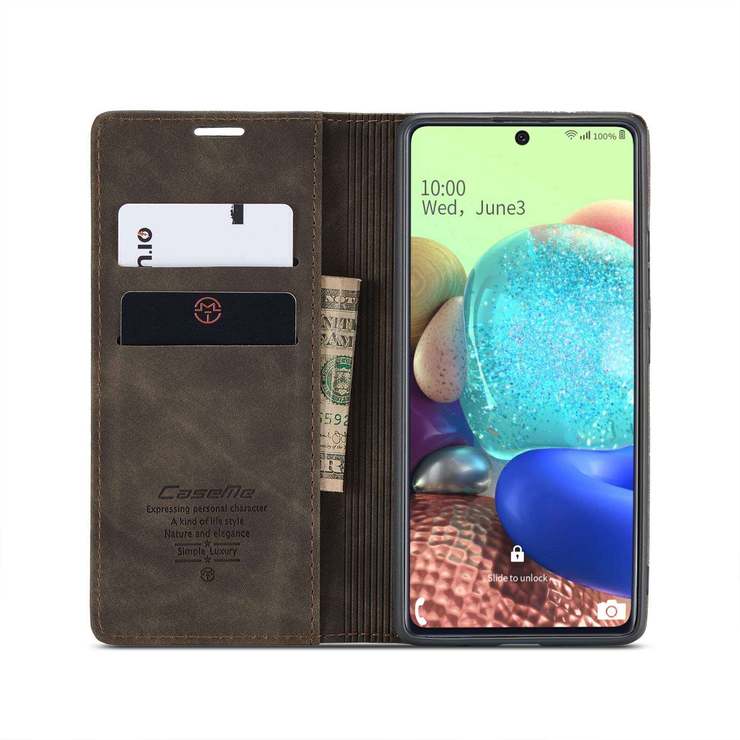 HAII Galaxy Note 20 Case, Flip Fold Leather Wallet Case with Credit Card Slot and Kickstand Magnetic Closure Protective Cover for Samsung Galaxy Note 20 (Coffee) 3