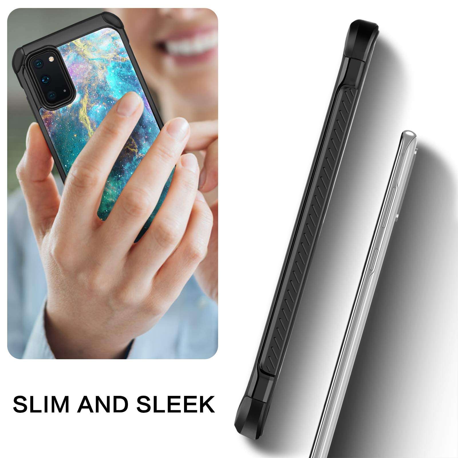 BENTOBEN Samsung Galaxy S20 Case 2020, Glow in The Dark Dual Layer Hybrid Hard PC Soft TPU Rubber Rugged Anti-Slip Shockproof Protective Phone Cases for Samsung Galaxy S20 6.2 Inch, Nebula 4