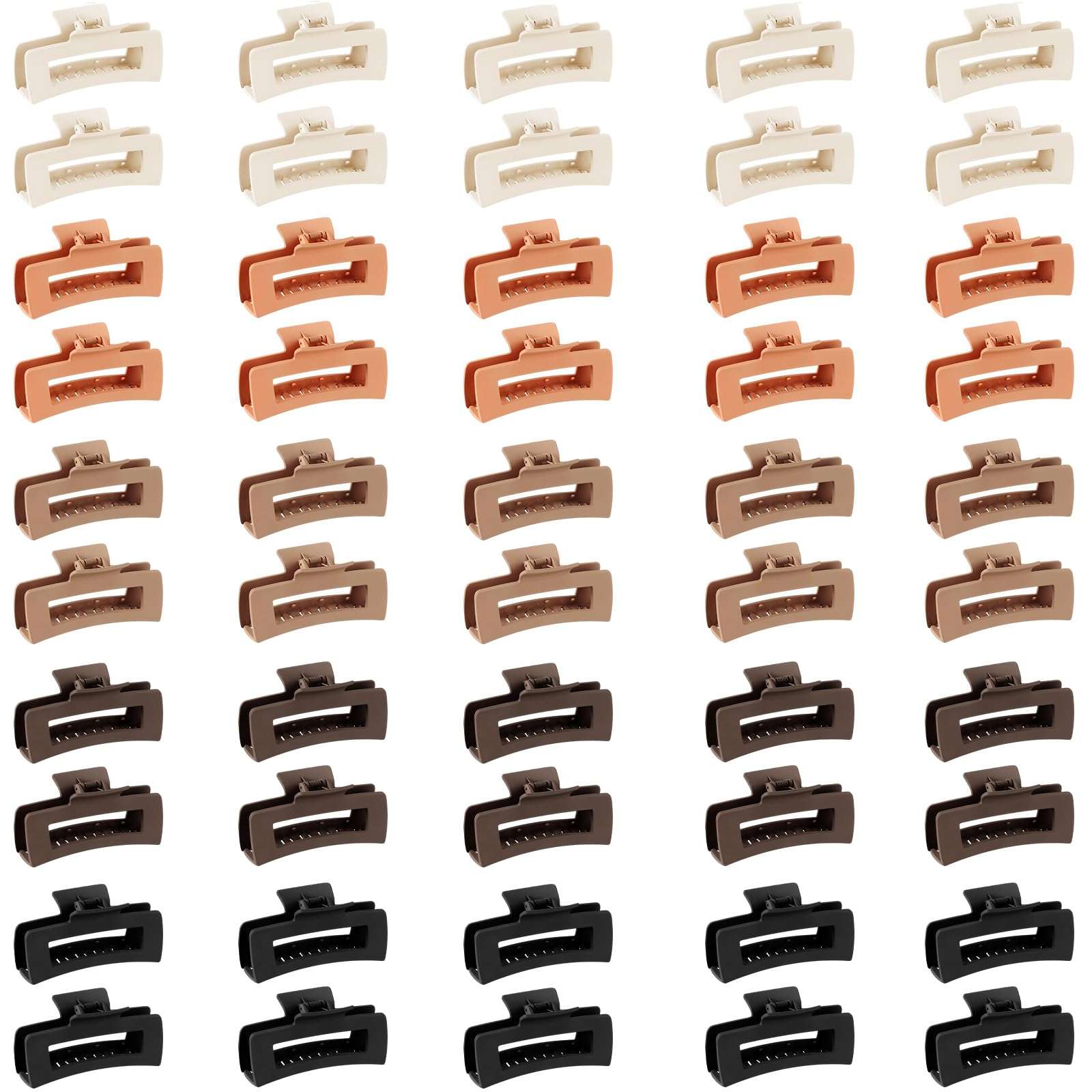 Hotop 50 Pcs Cute Hair Claw Clips Set Nonslip Square Clips Colorful Rectangle Hair Accessories for Women(4.1 Inch,Neutral Color)
